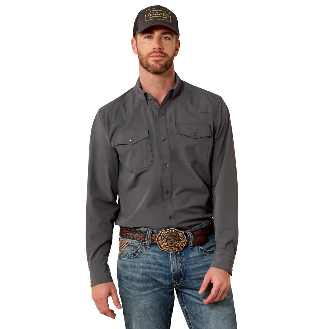 Ariat Men's FrontierTough VentTEK Iron Gate Western Classic Fit Snap Shirt 10081911 front