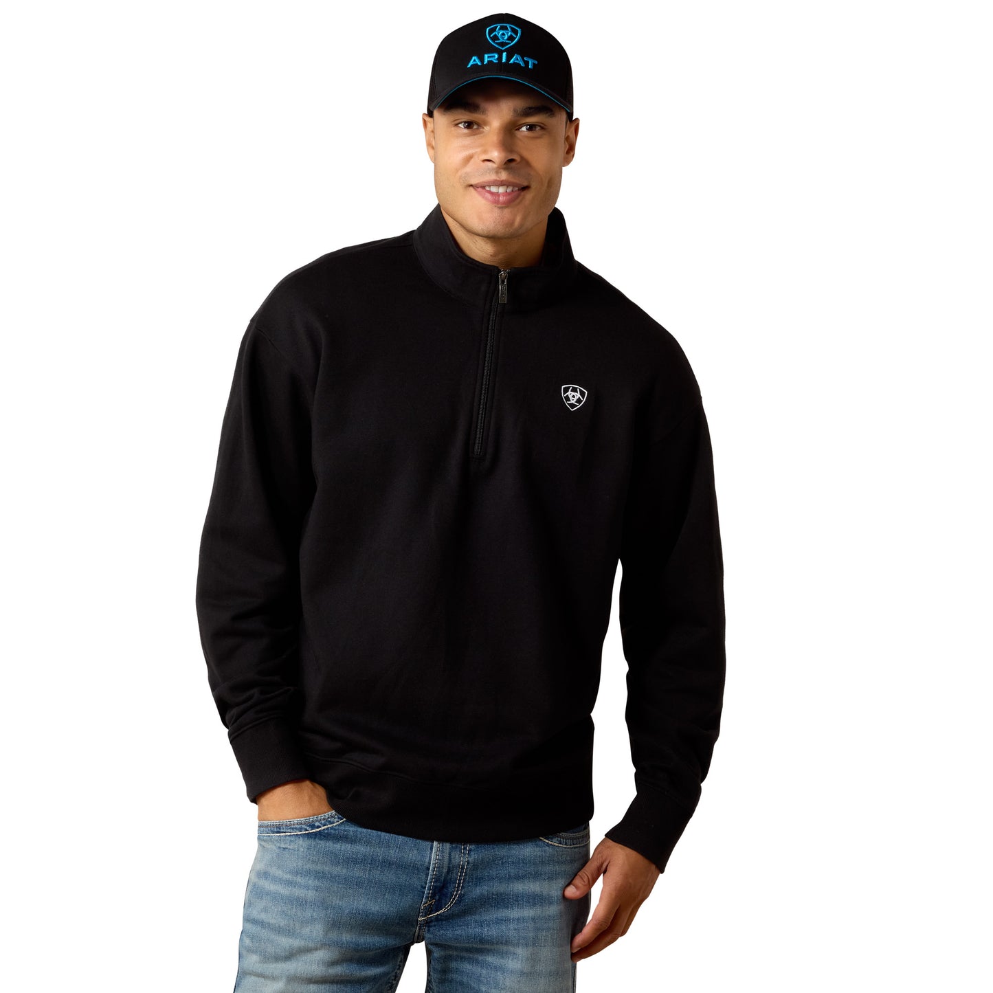 Ariat Men's Black Holiday 1/4 Zip Sweatshirt 10085374