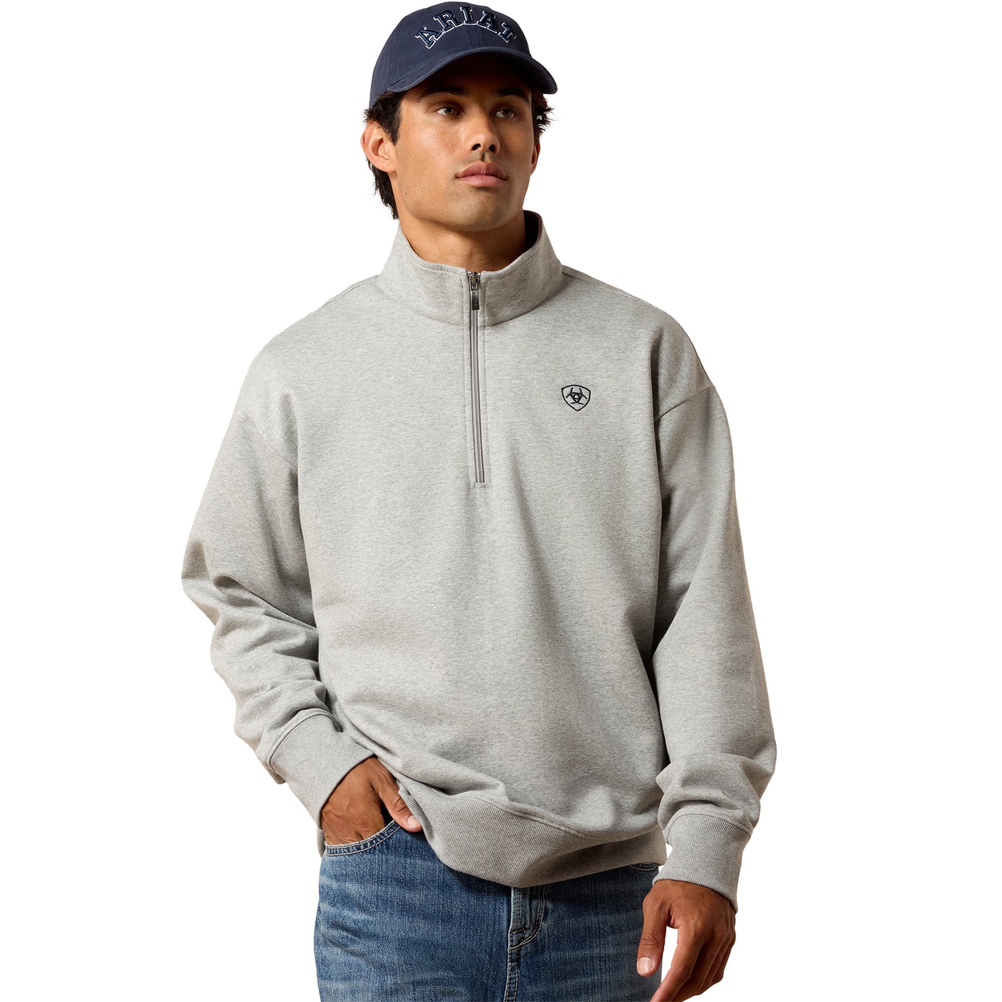 Ariat Men's Heather Grey Holiday 1/4 Zip Sweatshirt 10085377