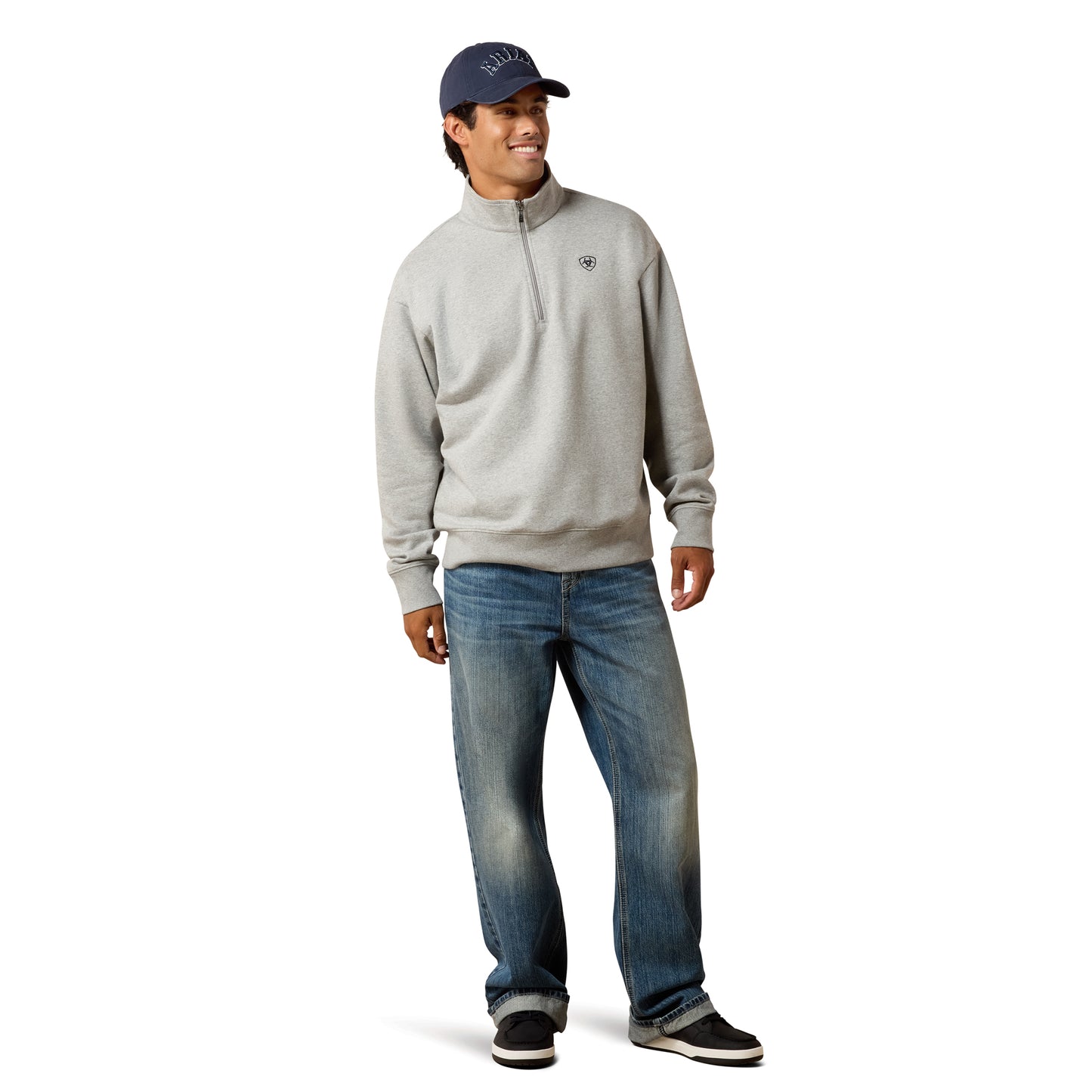 Ariat Men's Heather Grey Holiday 1/4 Zip Sweatshirt 10085377