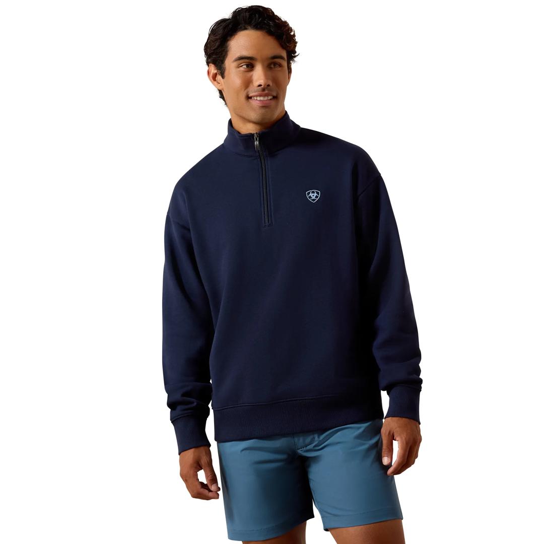 Ariat Men's Navy Holiday 1/4 Zip Sweatshirt 10085385 front