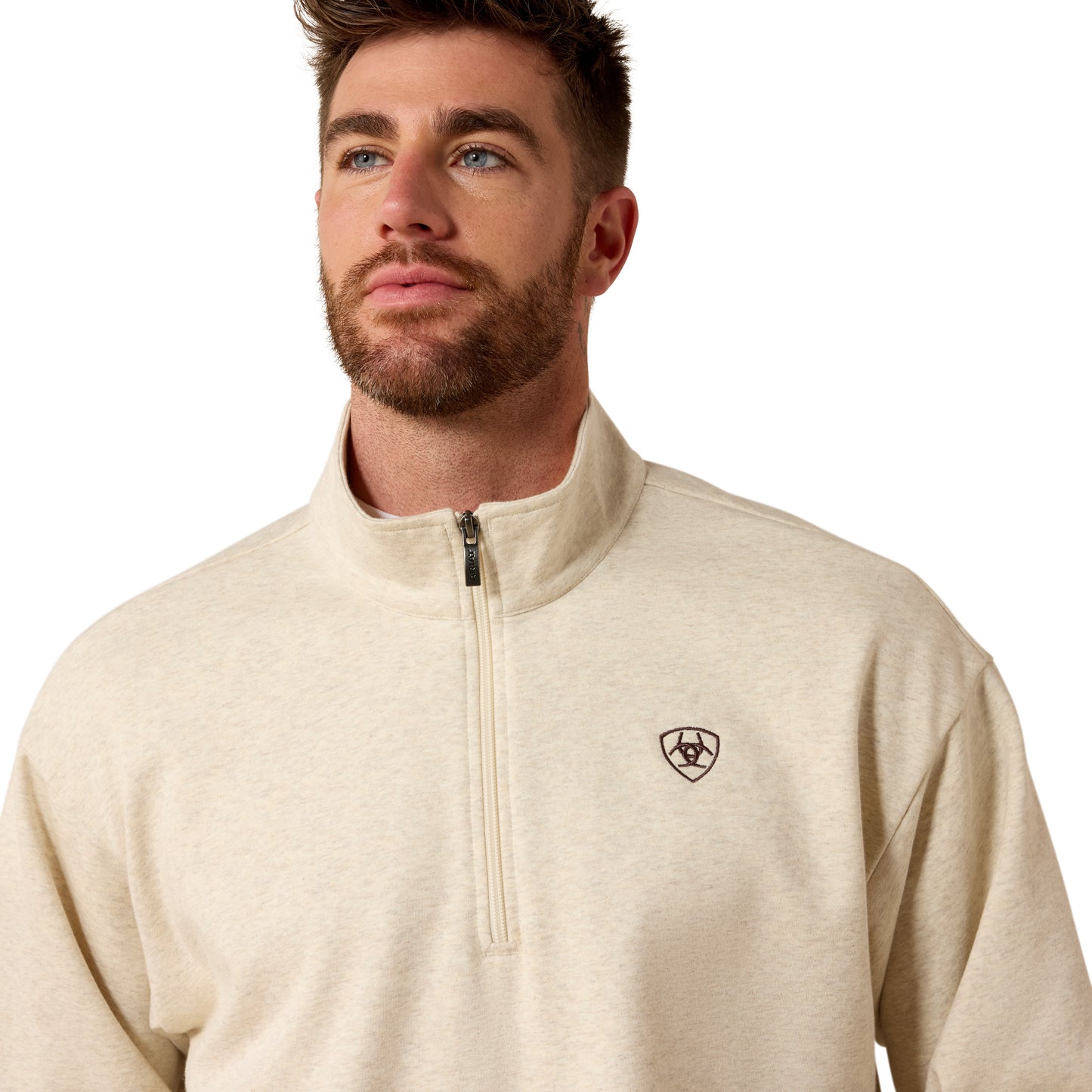 Ariat Men's Oatmeal Holiday 1/4 Zip Sweatshirt Heather 10085386
