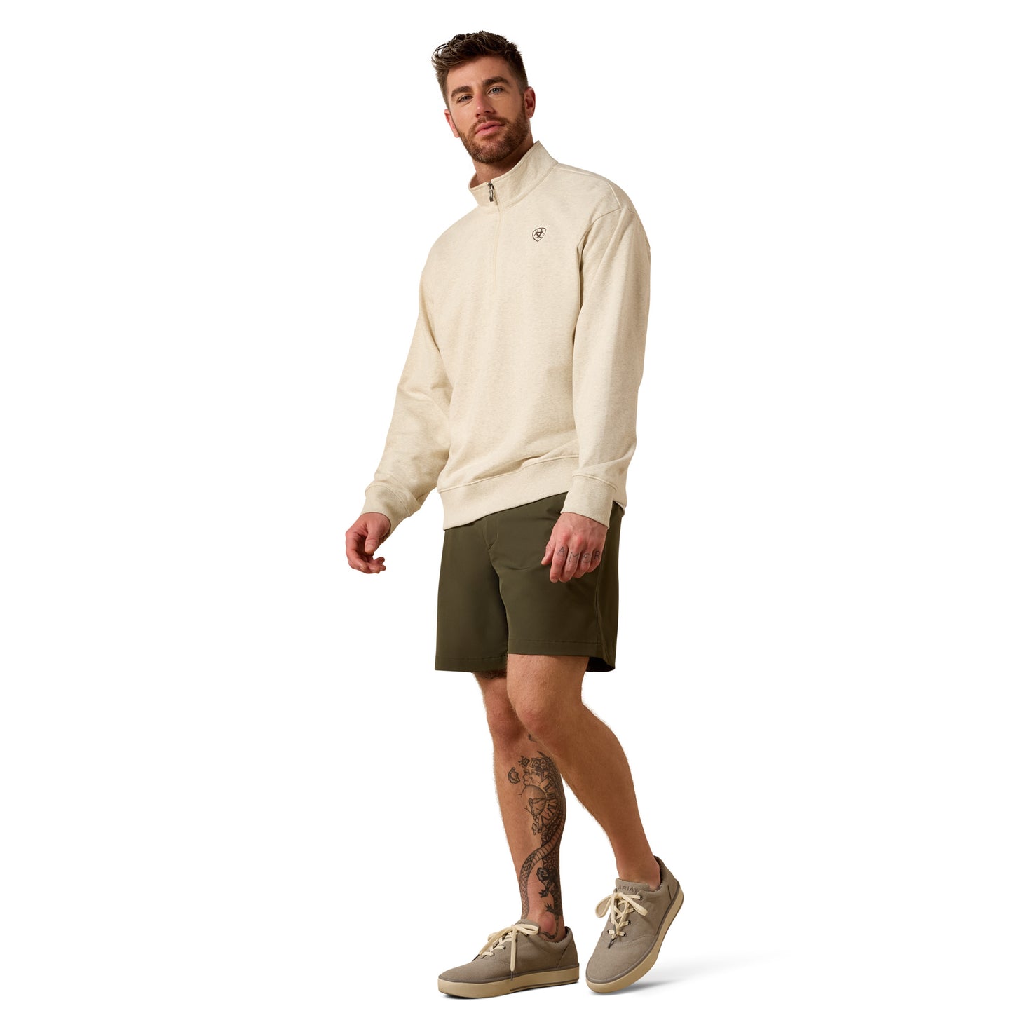 Ariat Men's Oatmeal Holiday 1/4 Zip Sweatshirt Heather 10085386