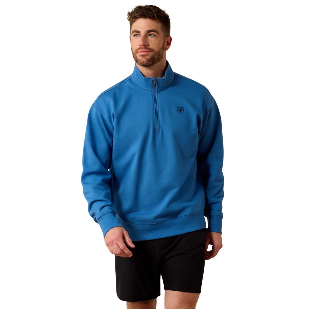 Ariat Men's Federal Blue Holiday 1/4 Zip Sweatshirt 10085387 front