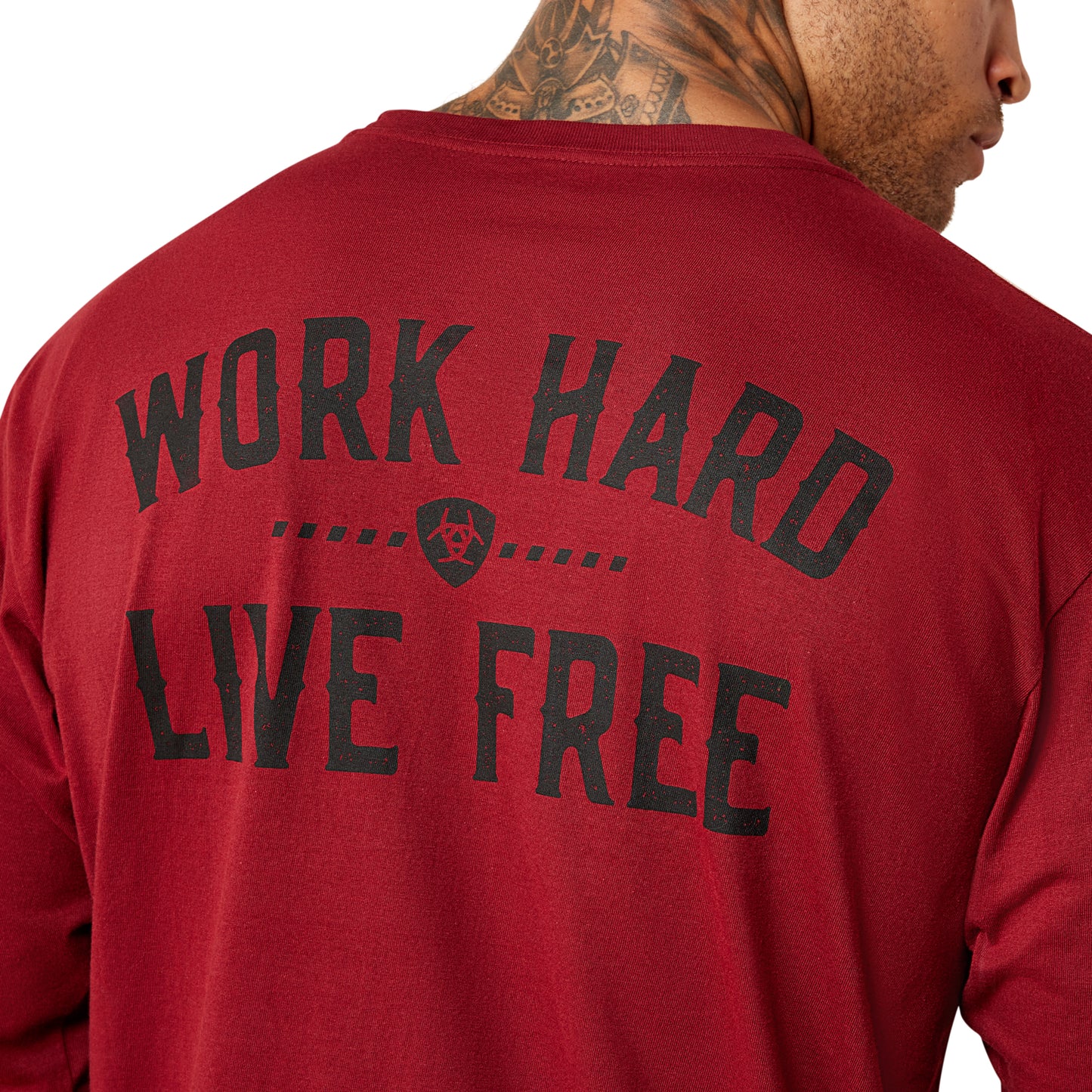 Ariat Men's Rebar Cotton Strong WHLF Pomegranate T-Shirt 10078915