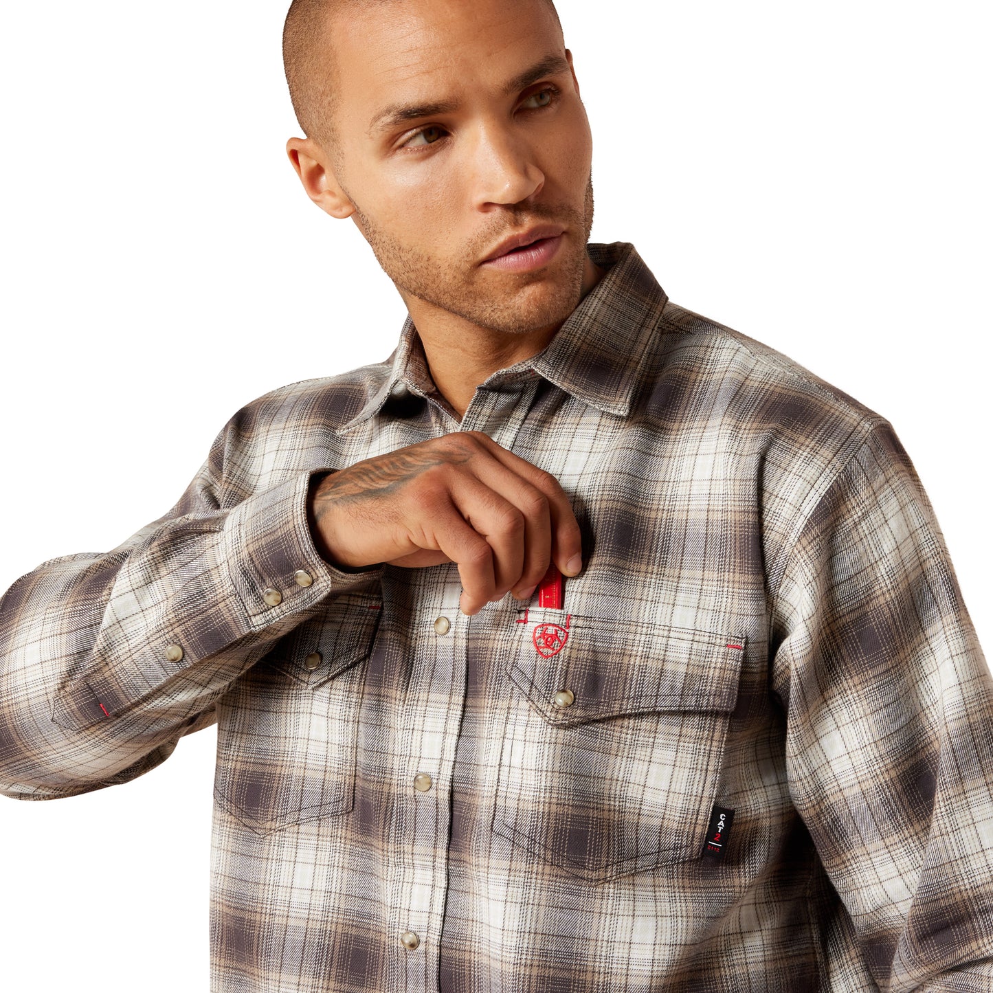 Ariat Men's FR Andre Licorice Plaid Button Down Work Shirt 10078938
