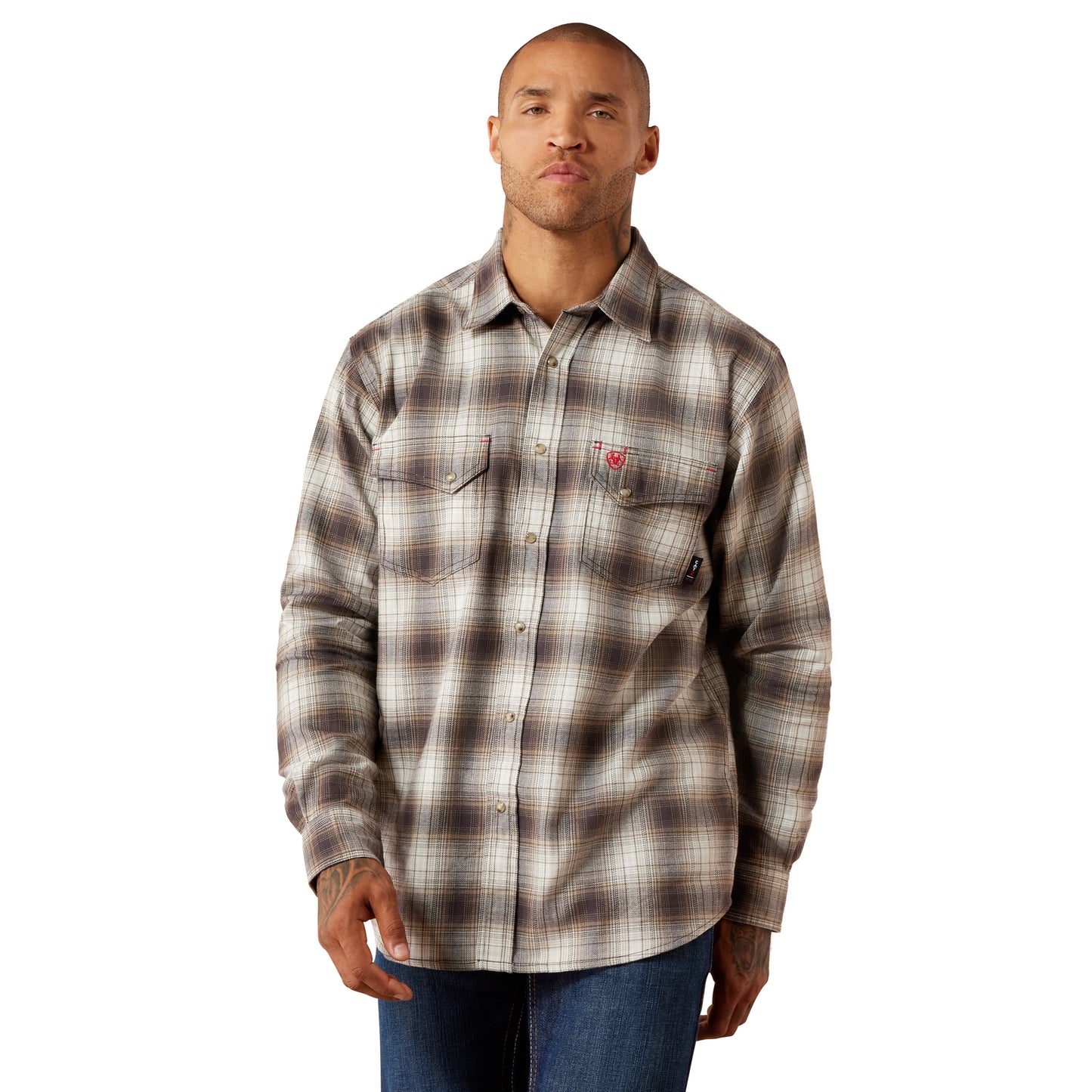 Ariat Men's FR Andre Licorice Plaid Button Down Work Shirt 10078938