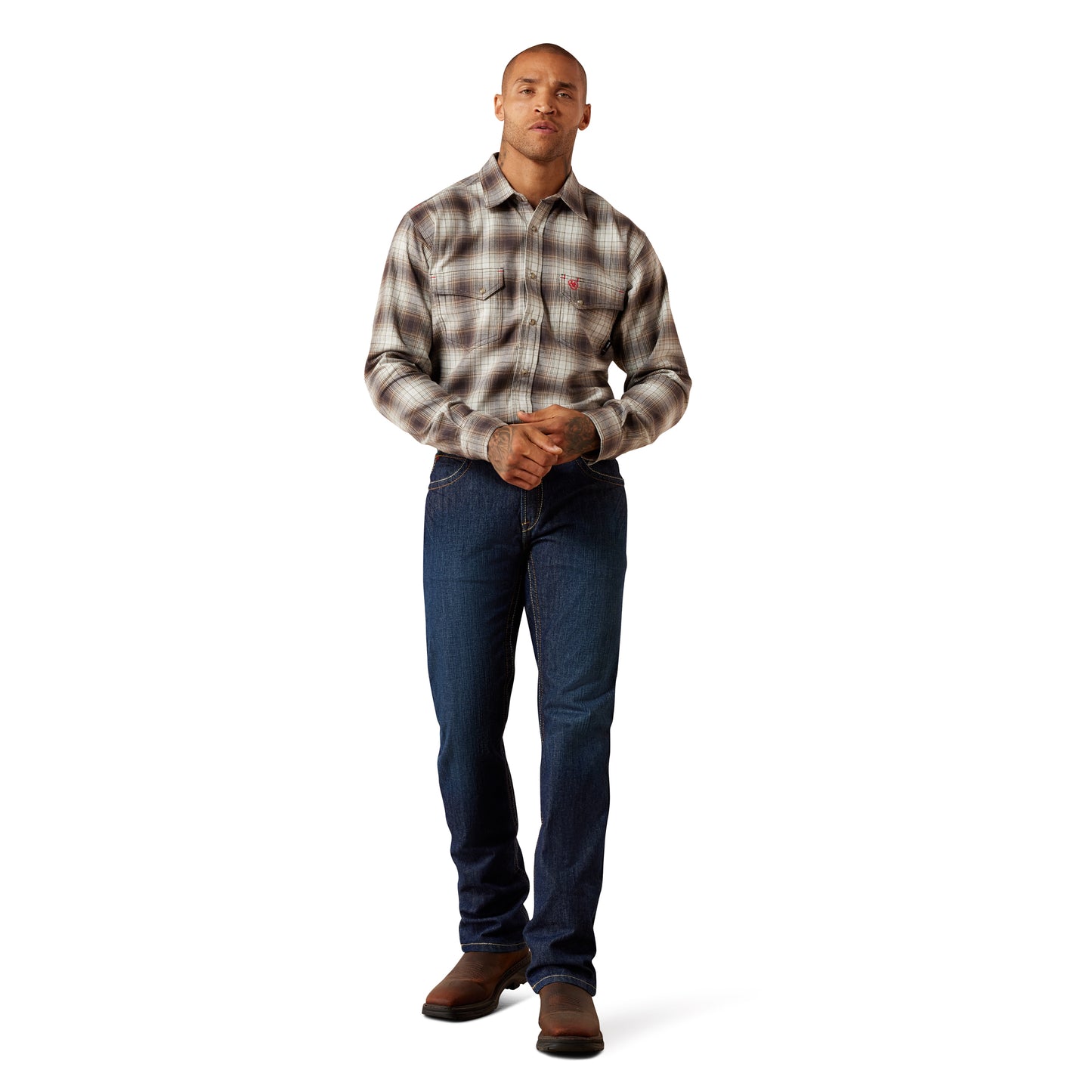 Ariat Men's FR Andre Licorice Plaid Button Down Work Shirt 10078938