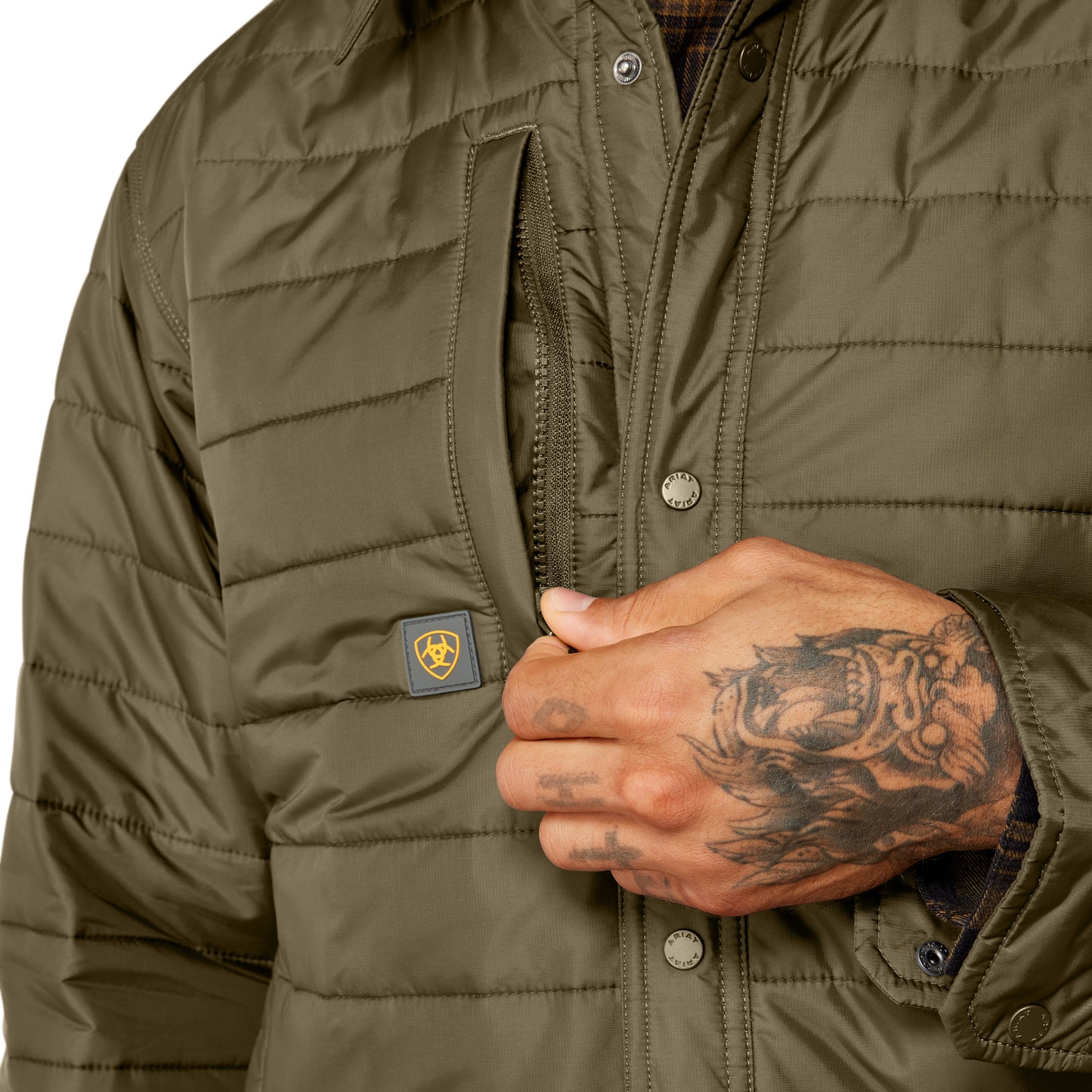 Ariat Men's Rebar Beetle Green Cordura Ripstop Lightweight Insulated Shirt Jacket 10078939