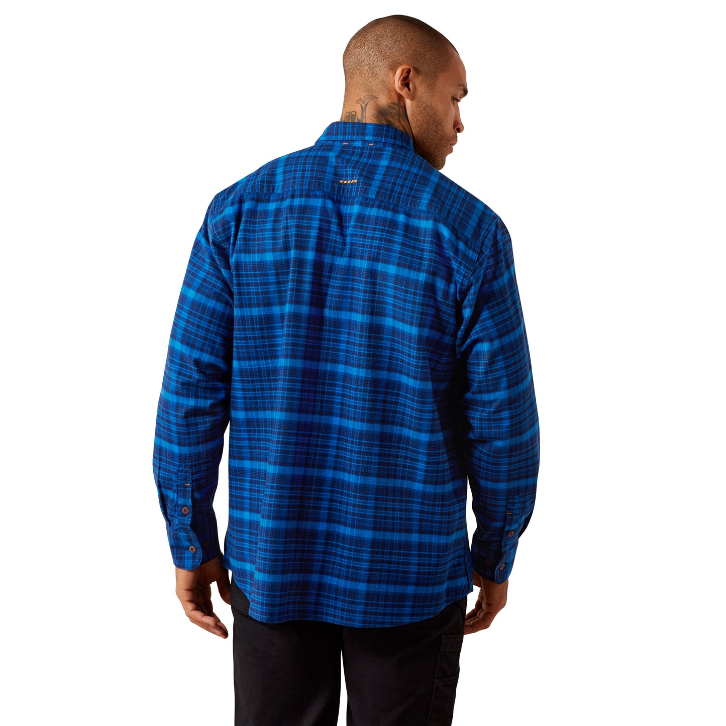 Ariat Men's Rebar Flannel DuraStretch Nautical Blue Work Shirt 10078962