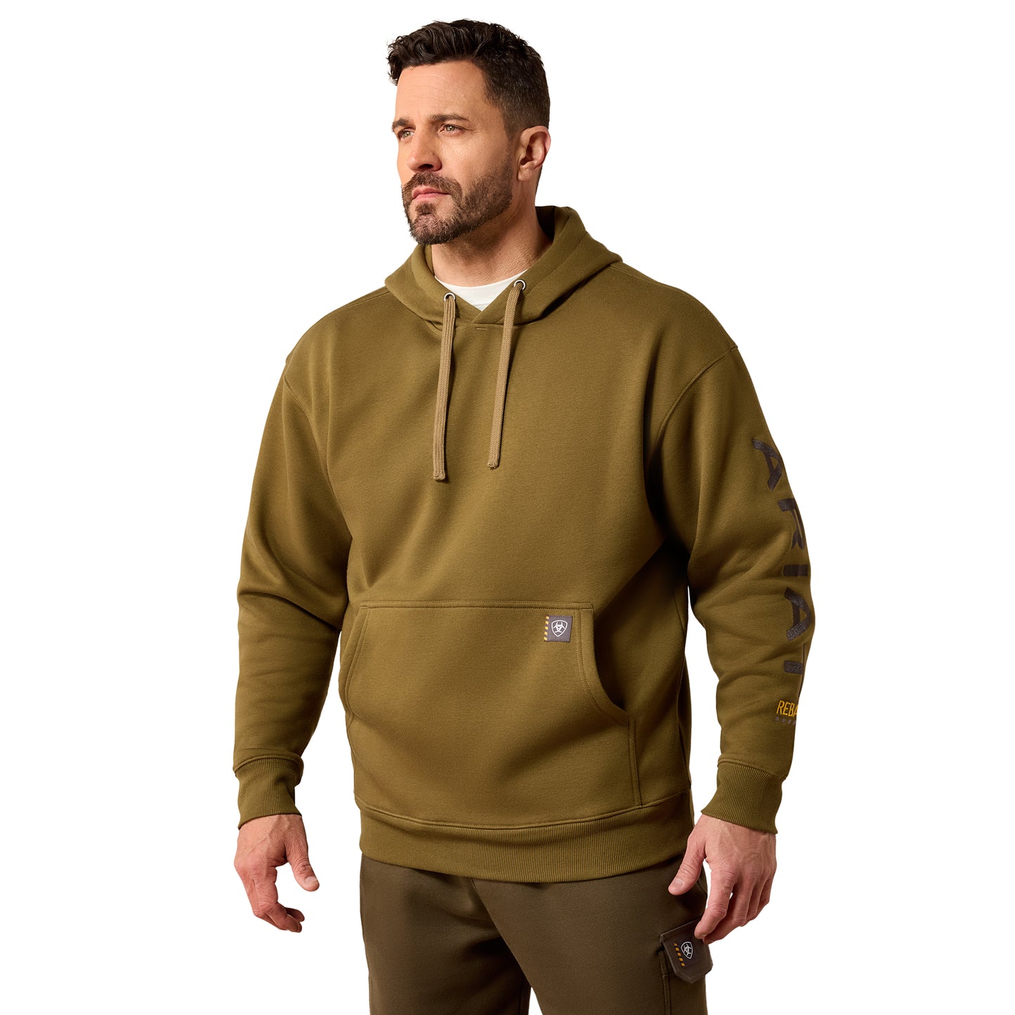 Ariat Mens Military Olive/Licorice Rebar Workman Graphic Hoodie 10078968