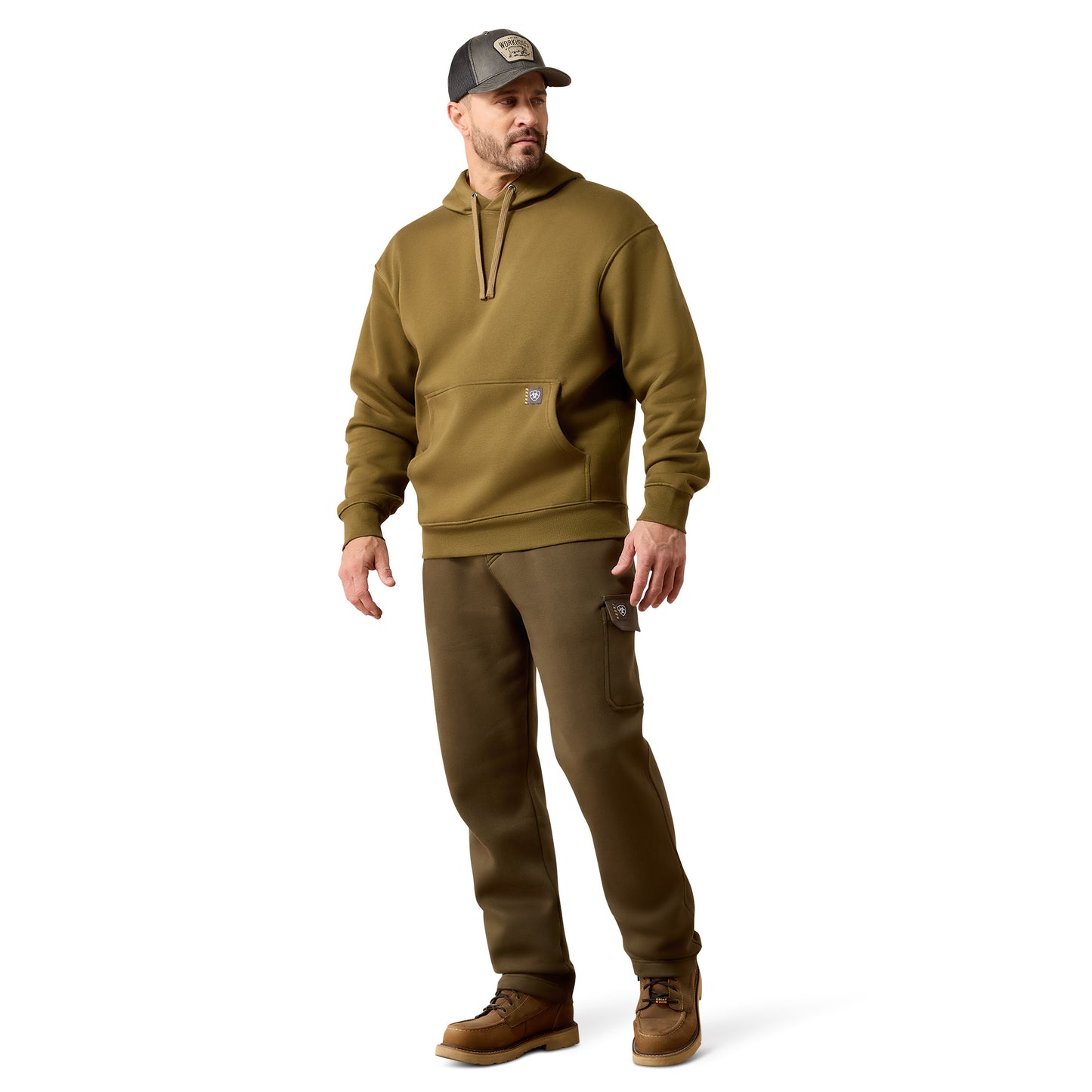 Ariat Men's Rebar Military Olive Workman Bearded Skull Hoodie 10078970