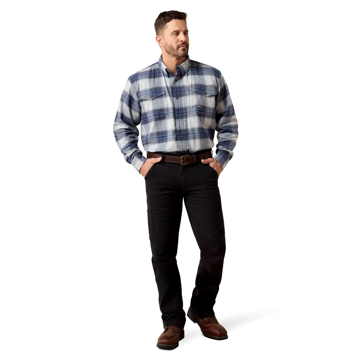 Ariat Men's Rebar Flannel DuraStretch Weathervane Work Shirt 10079017
