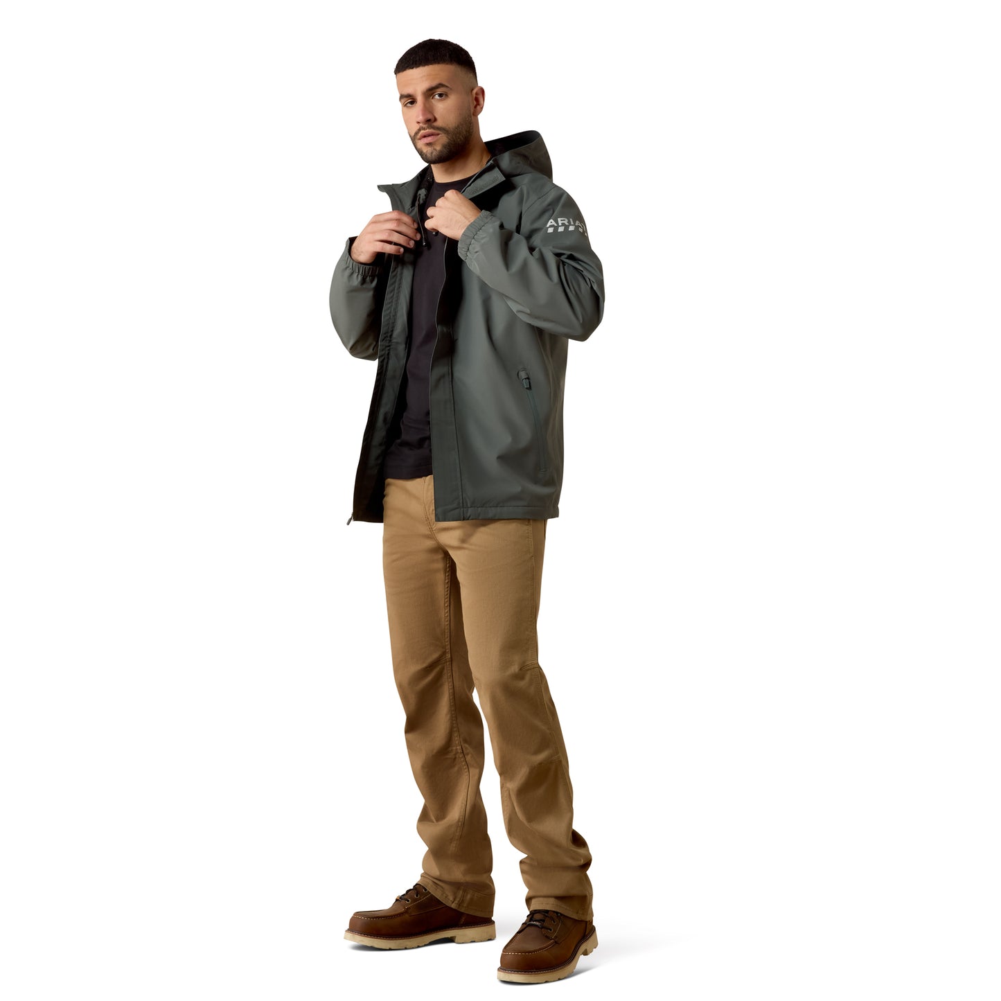 Ariat Mens Rebar Steel Green Stormshell Lightweight Waterproof Jacket 10079022