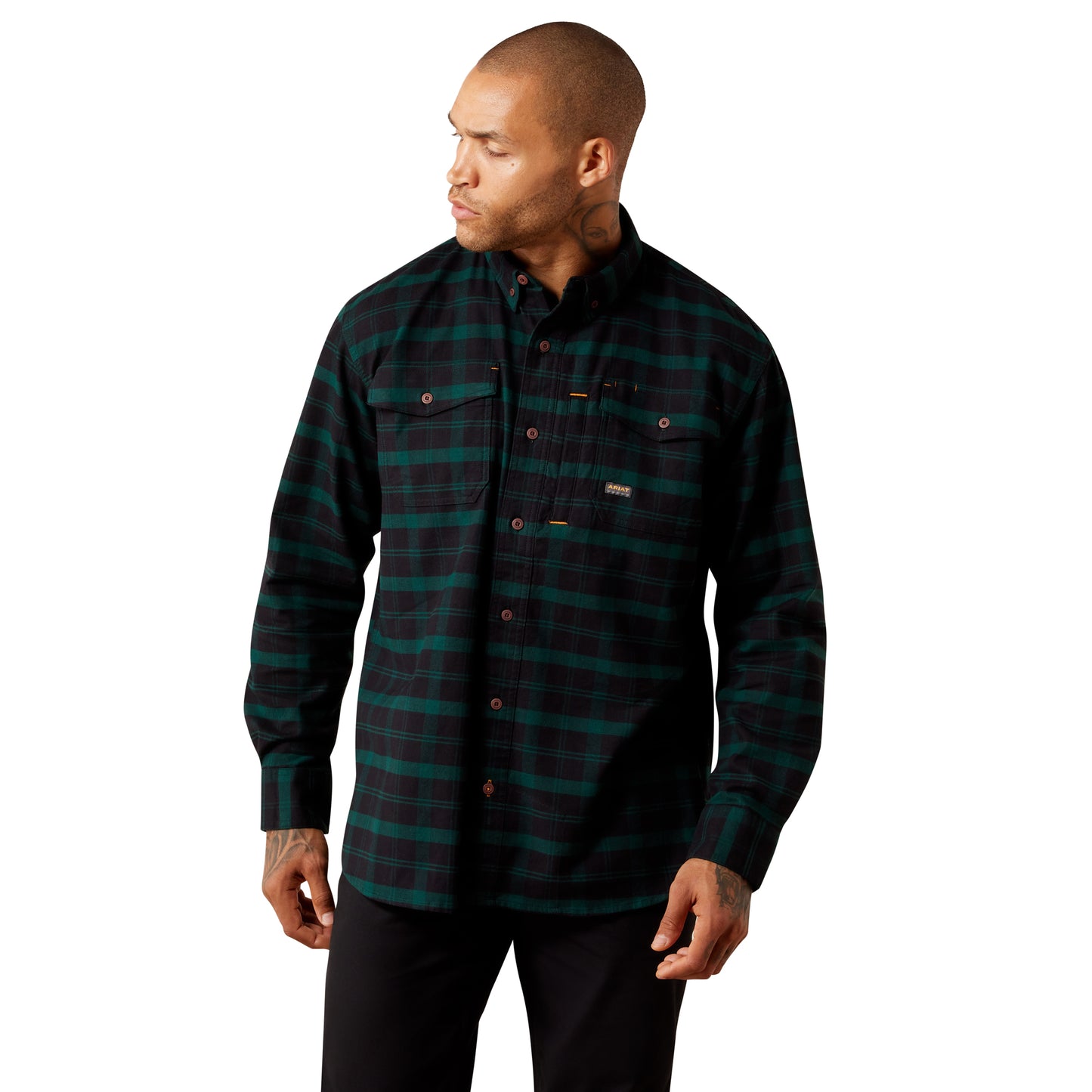 Ariat Men's Rebar Ponderosa Pine Flannel DuraStretch Button Down Shirt 10079043