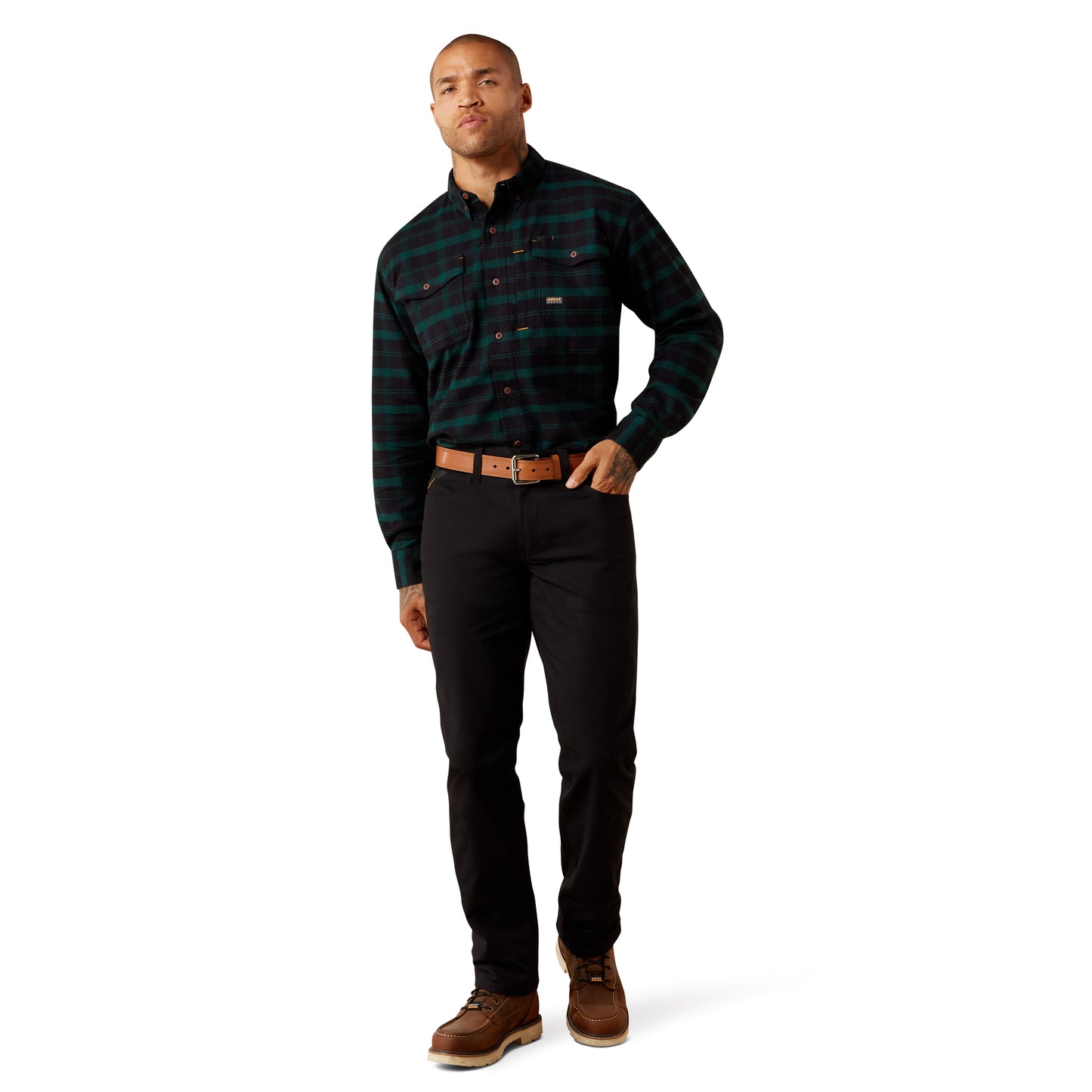 Ariat Men's Rebar Ponderosa Pine Flannel DuraStretch Button Down Shirt 10079043