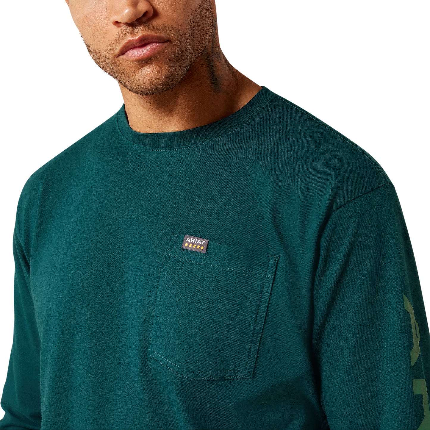 Ariat Men's Rebar  Ponderosa Pine Cotton Strong Logo Pocket T-Shirt 10079045