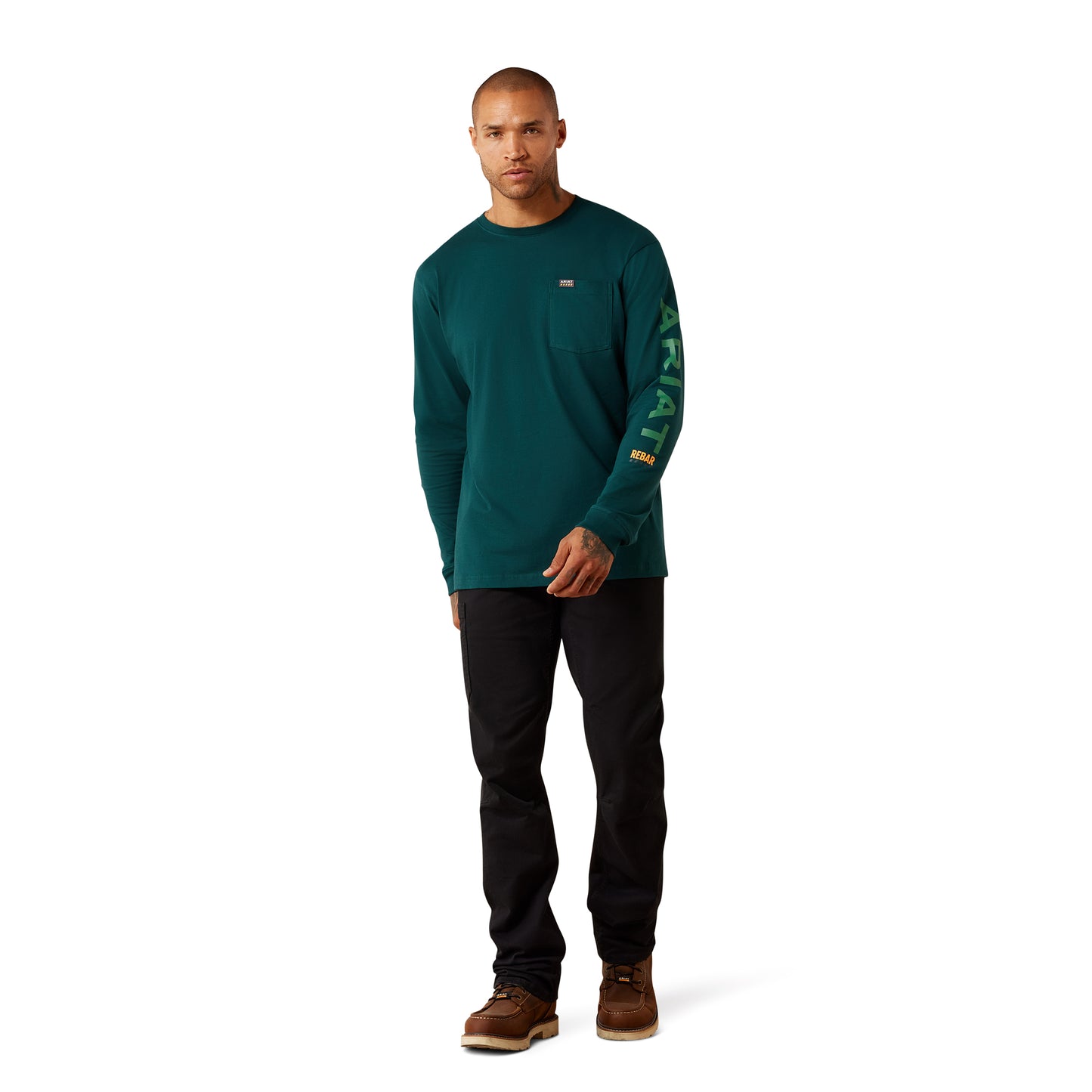 Ariat Men's Rebar  Ponderosa Pine Cotton Strong Logo Pocket T-Shirt 10079045