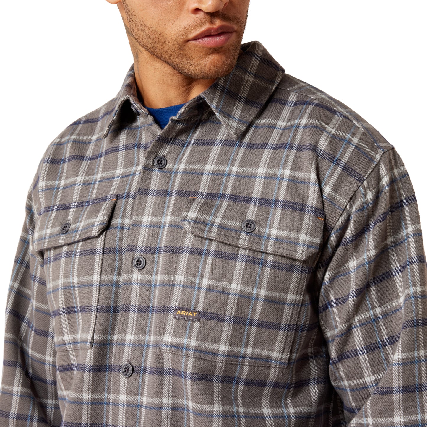Ariat Men's Grey Rebar Heavy Flannel Work Button Down 10079092
