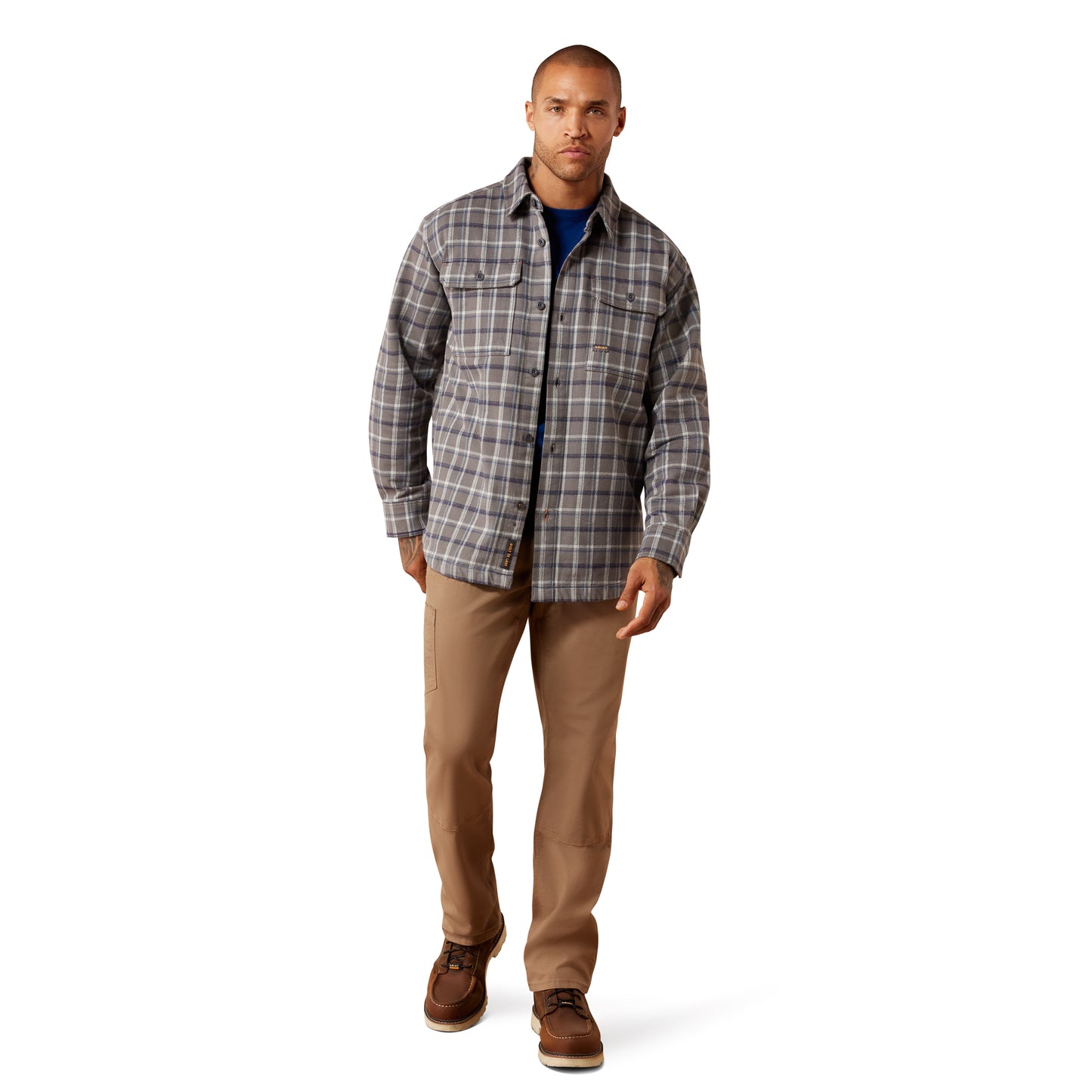 Ariat Men's Grey Rebar Heavy Flannel Work Button Down 10079092