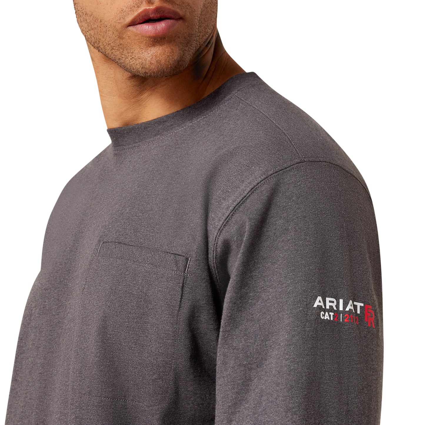Ariat Men's FR Air Rig Life Flag Long Sleeve Grey T-Shirt 10079093