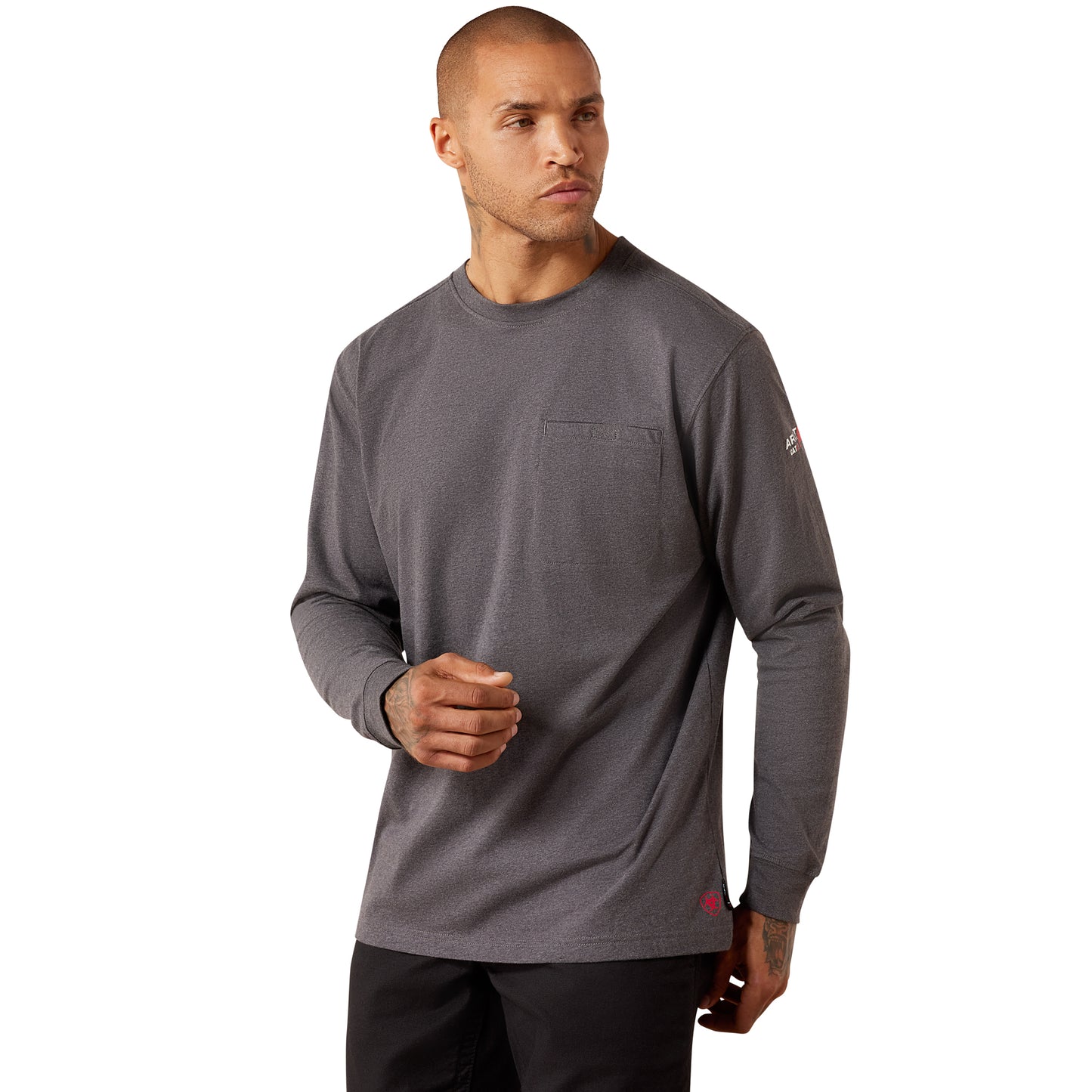 Ariat Men's FR Air Rig Life Flag Long Sleeve Grey T-Shirt 10079093