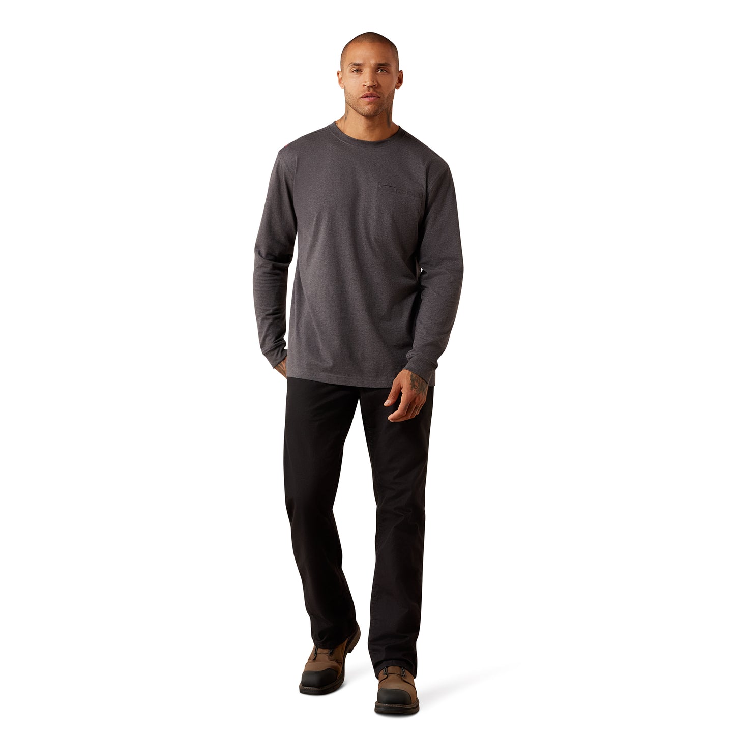 Ariat Men's FR Air Rig Life Flag Long Sleeve Grey T-Shirt 10079093