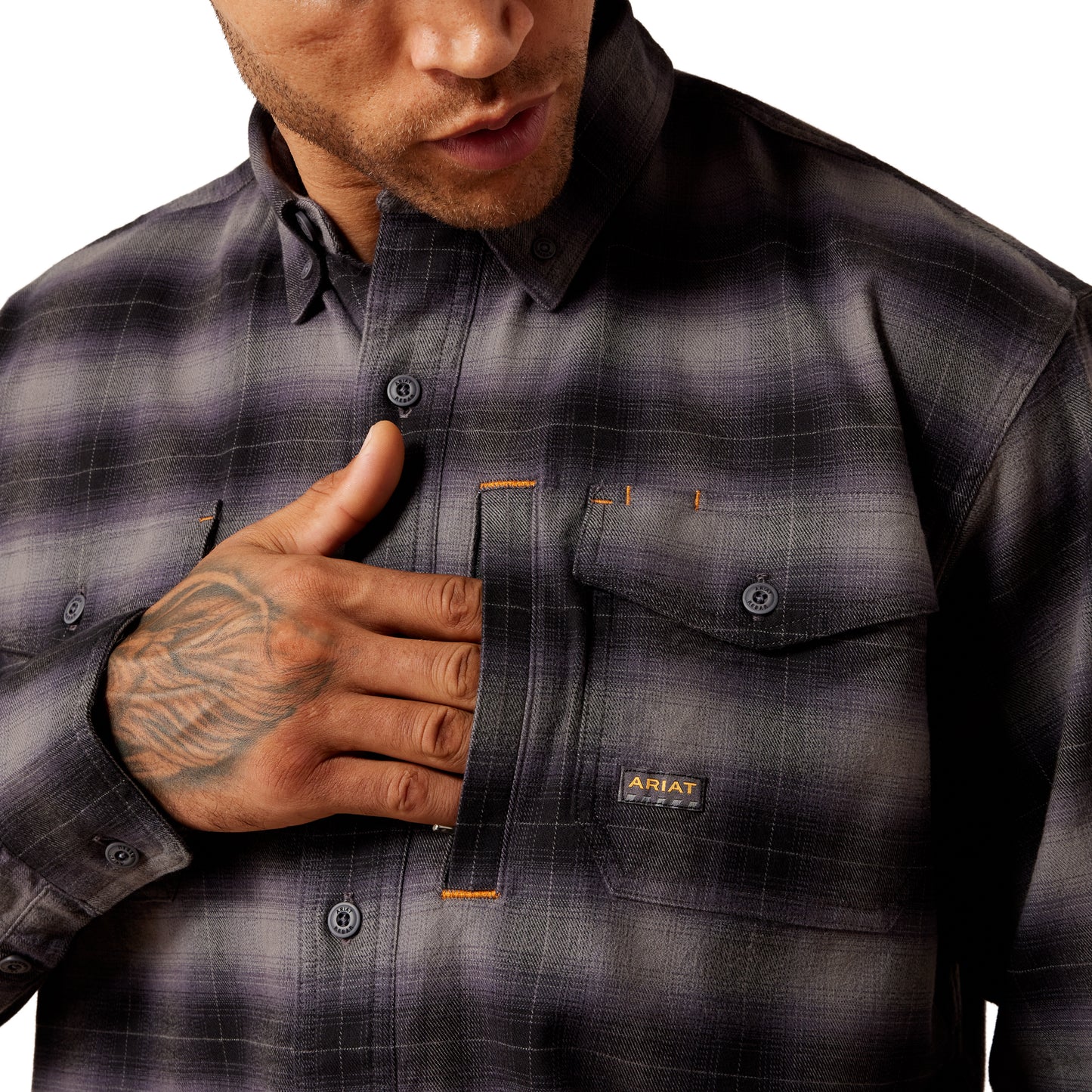 Ariat Men's Rebar Black Flannel DuraStretch Work Shirt 10079149