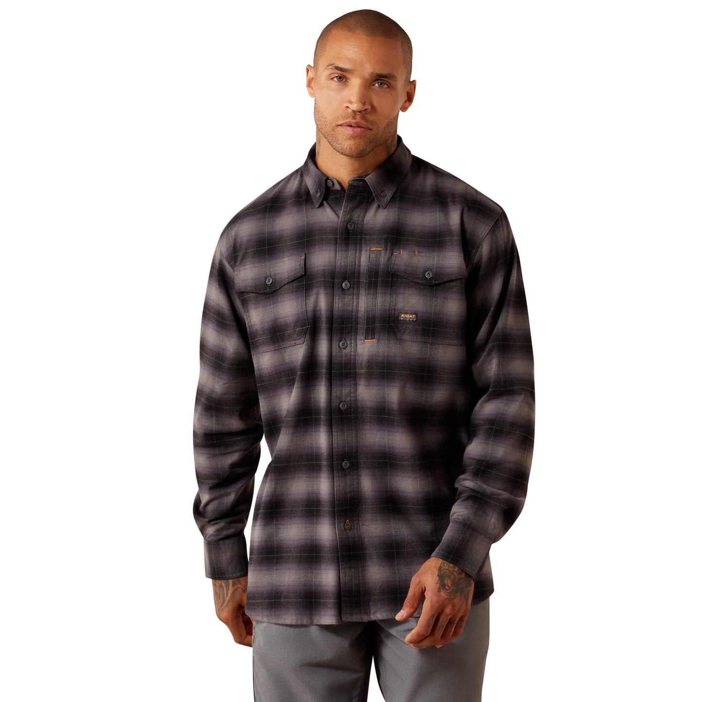 Ariat Men's Rebar Black Flannel DuraStretch Work Shirt 10079149