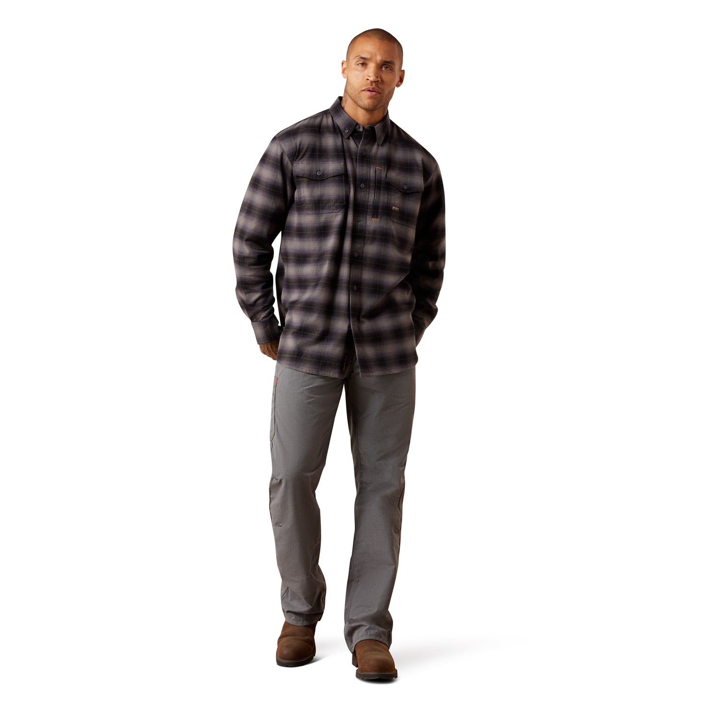 Ariat Men's Rebar Black Flannel DuraStretch Work Shirt 10079149