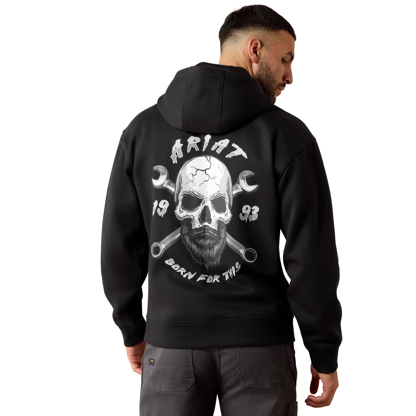Ariat Men's Black Rebar Workman Bearded Skull Hoodie 10079151