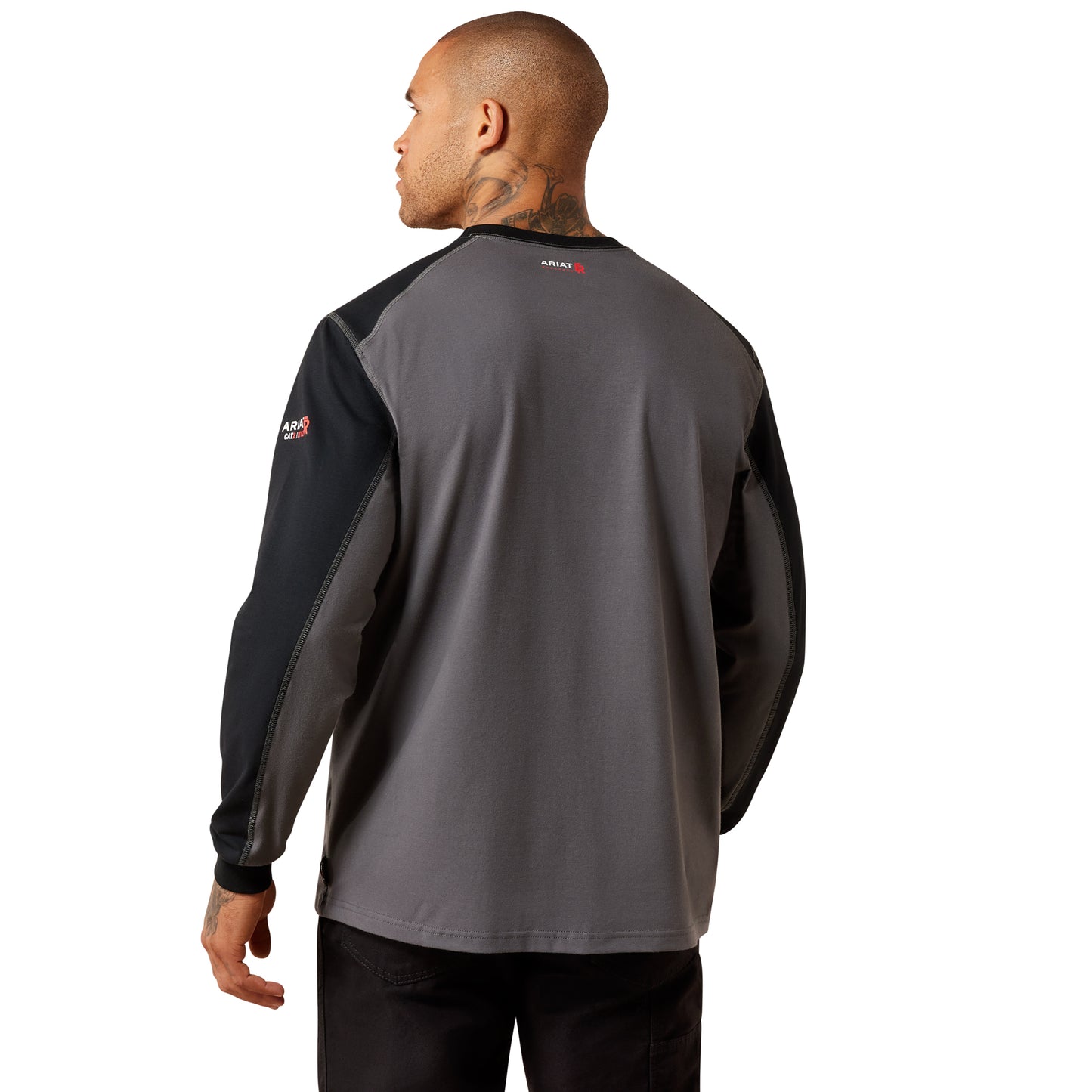 Ariat Men's FR Colorblock Iron Grey Baseball T-Shirt 10079189