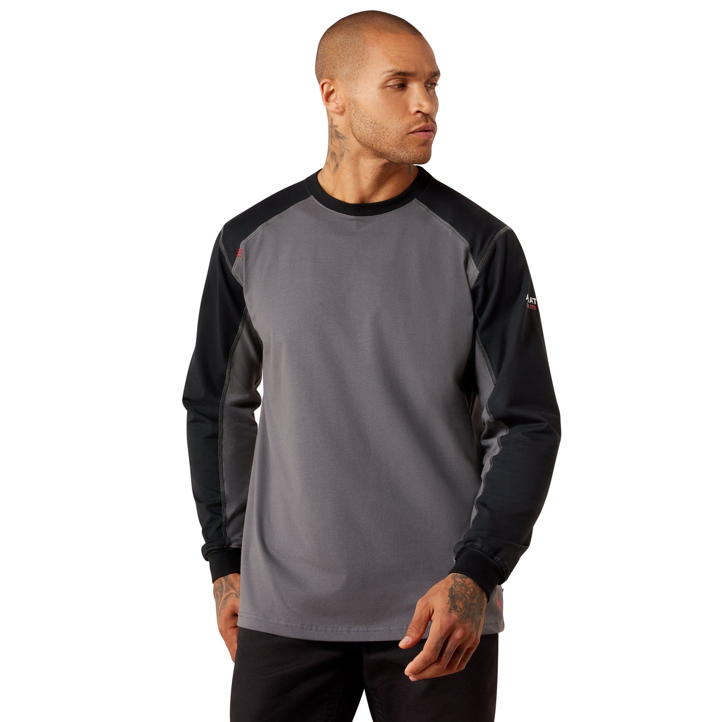 Ariat Men's FR Colorblock Iron Grey Baseball T-Shirt 10079189
