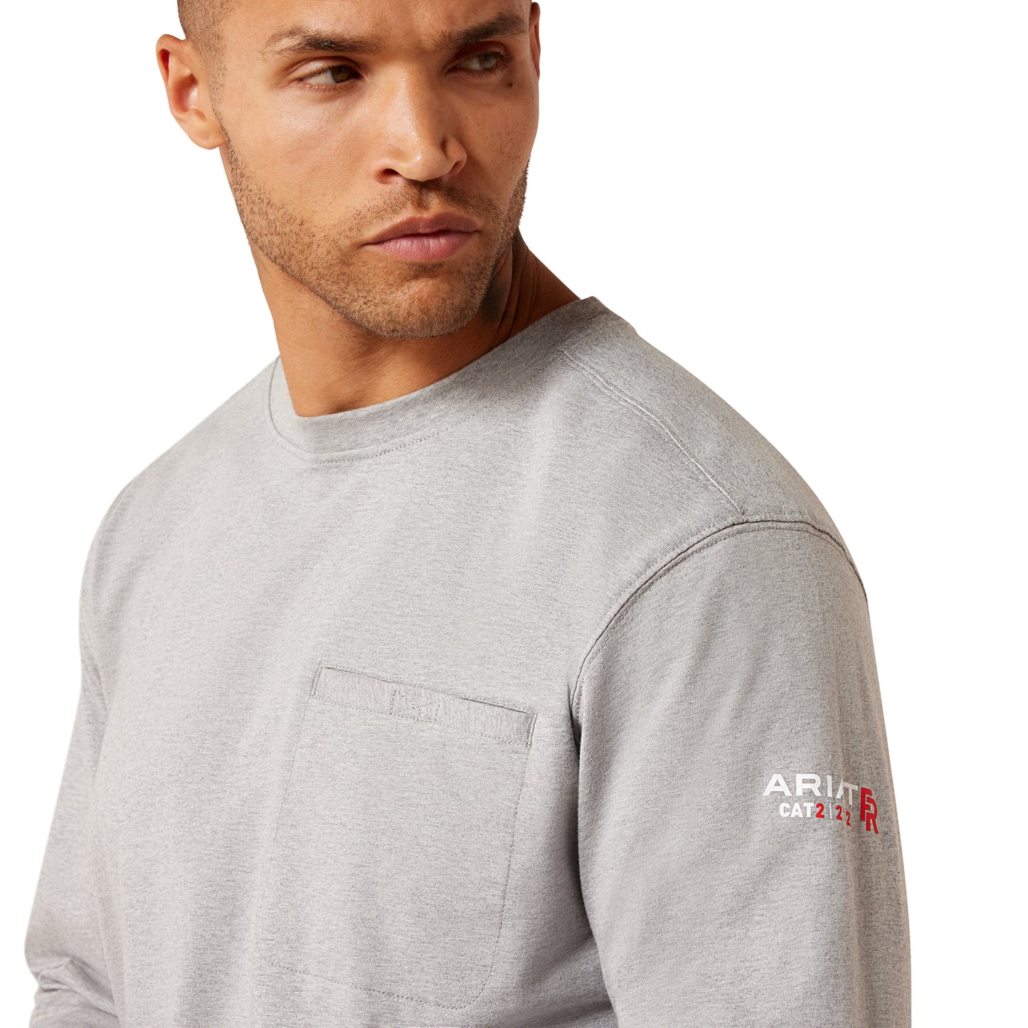Ariat Men's FR Air Eagle Skull Long Sleeve Heather Grey T-Shirt 10079194