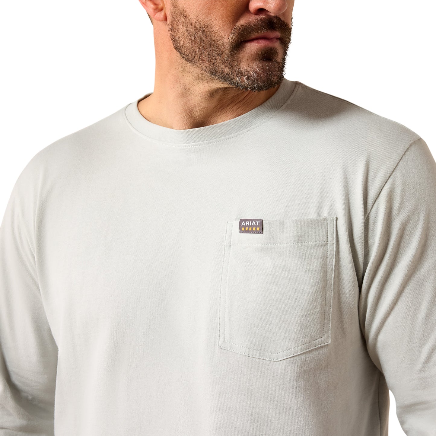 Ariat Men's Rebar Cotton Strong Harbor Mist Standard Logo Pocket T-Shirt 10079196
