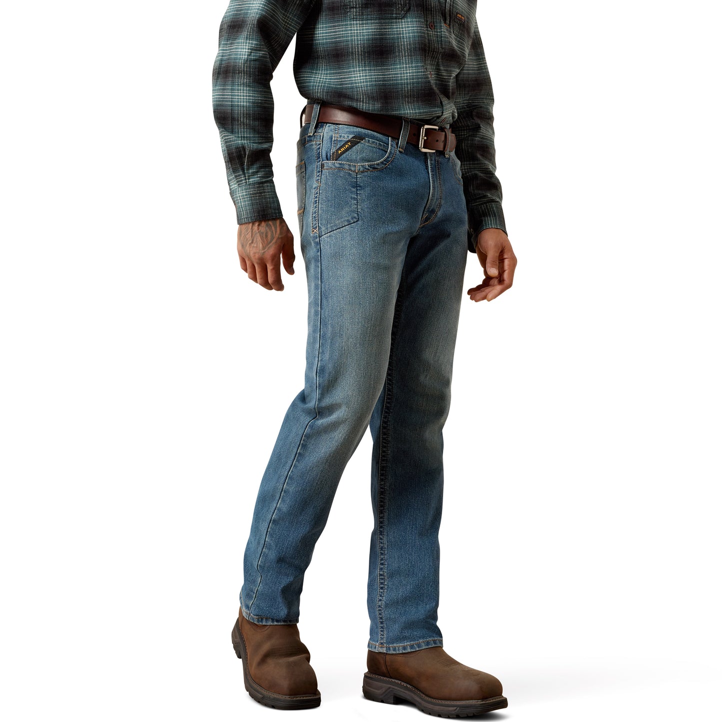 Ariat Mens Rebar M2 Relaxed Rail DuraStretch Edgewood Boot Cut Jean 10079222