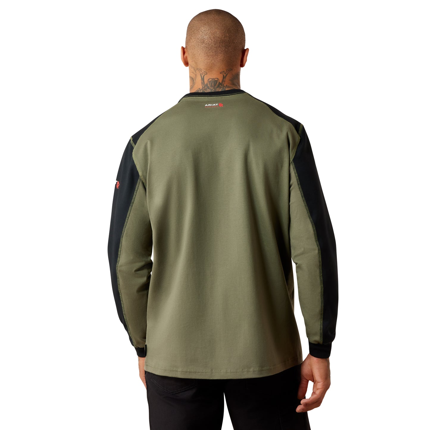 Ariat Men's FR Colorblock Baseball Long Sleeve Dark Sage T-Shirt10079241
