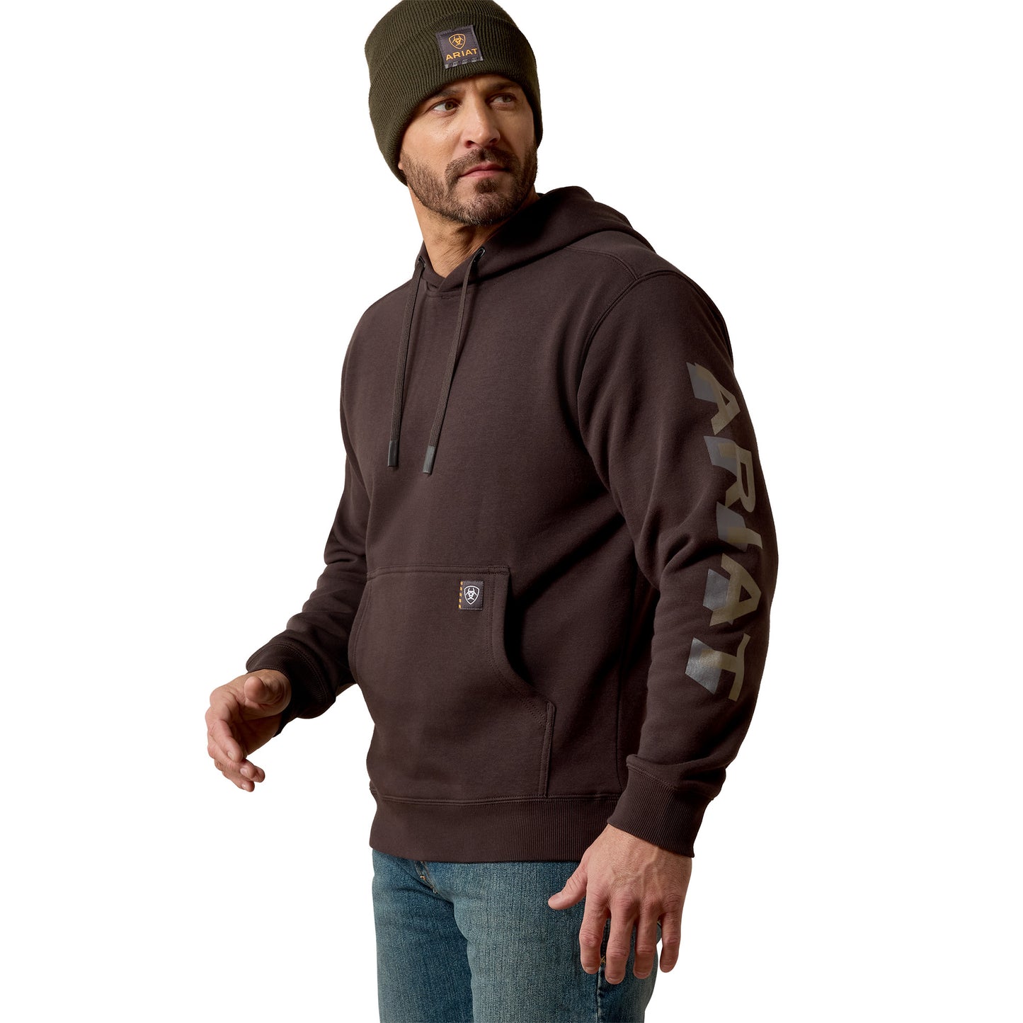 Ariat Men's Rebar Lightweight Licorice Logo Hoodie 10079764