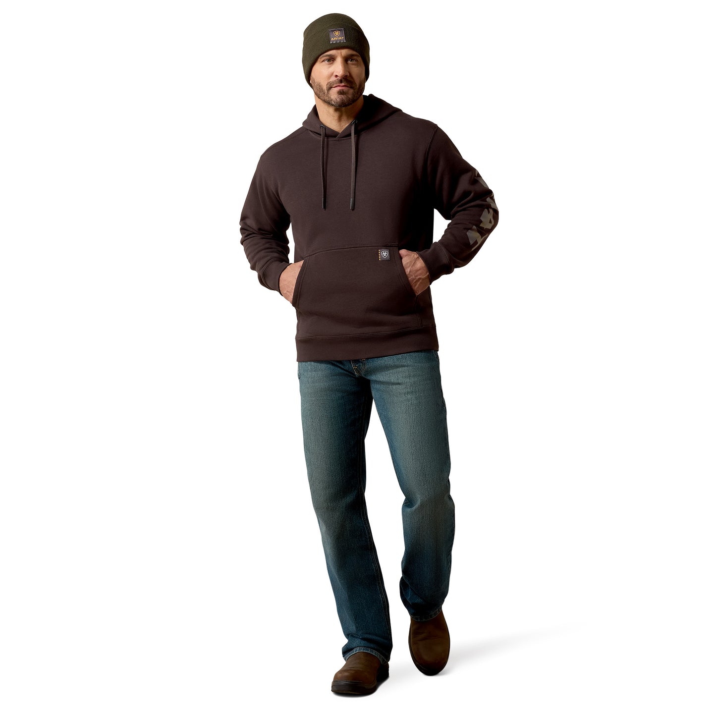 Ariat Men's Rebar Lightweight Licorice Logo Hoodie 10079764