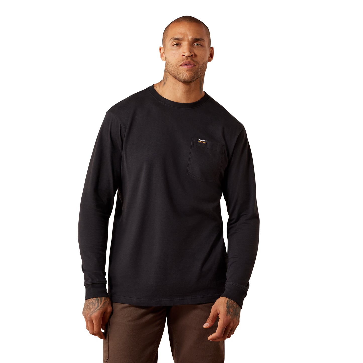 Ariat Men's Rebar Black Cotton Strong Eagle Skull Long Sleeve T-Shirt 10079804