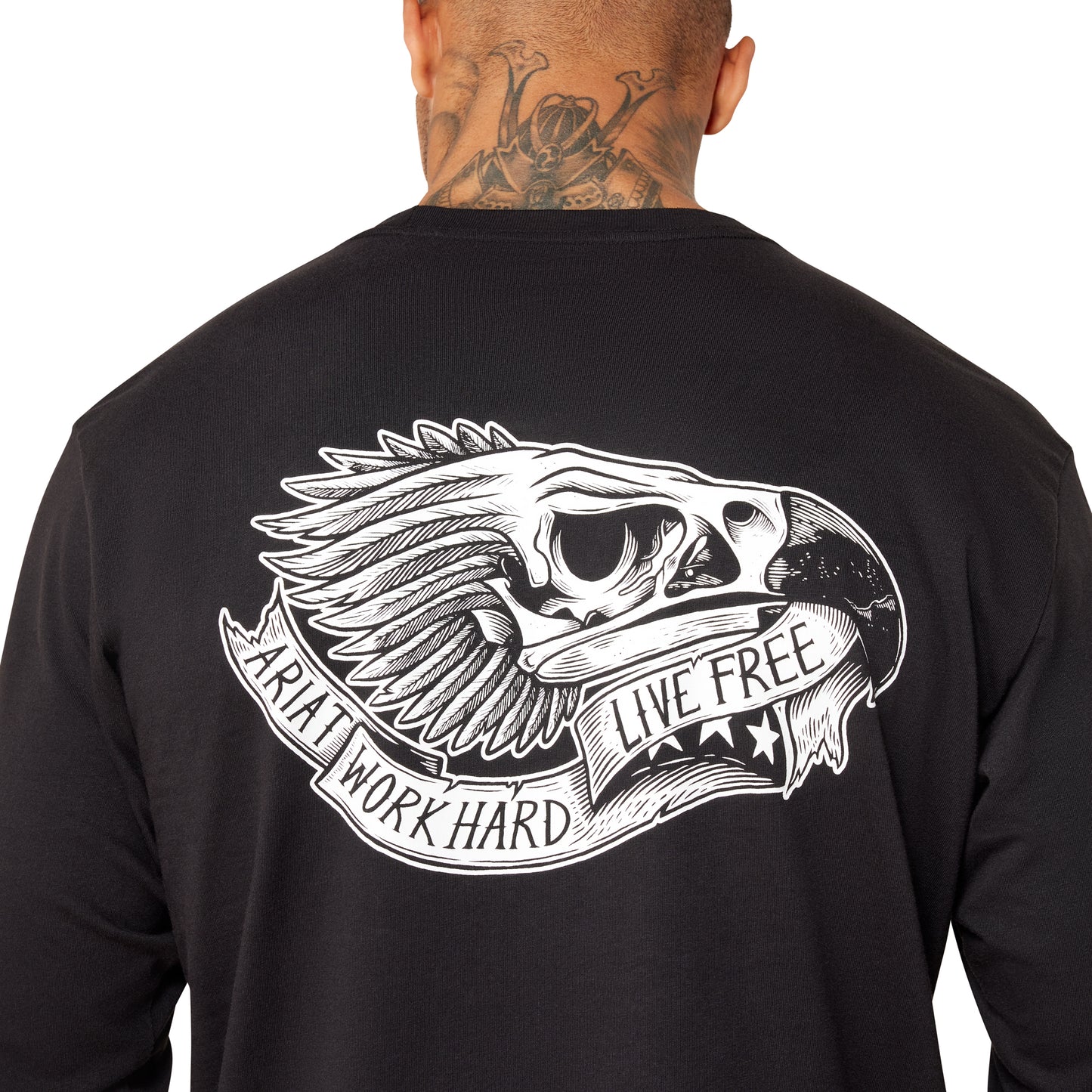 Ariat Men's Rebar Black Cotton Strong Eagle Skull Long Sleeve T-Shirt 10079804