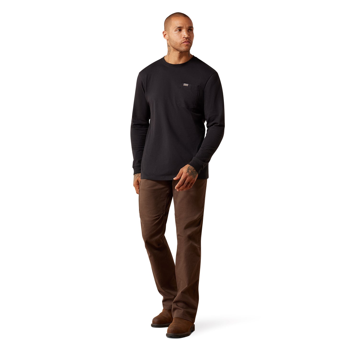 Ariat Men's Rebar Black Cotton Strong Eagle Skull Long Sleeve T-Shirt 10079804