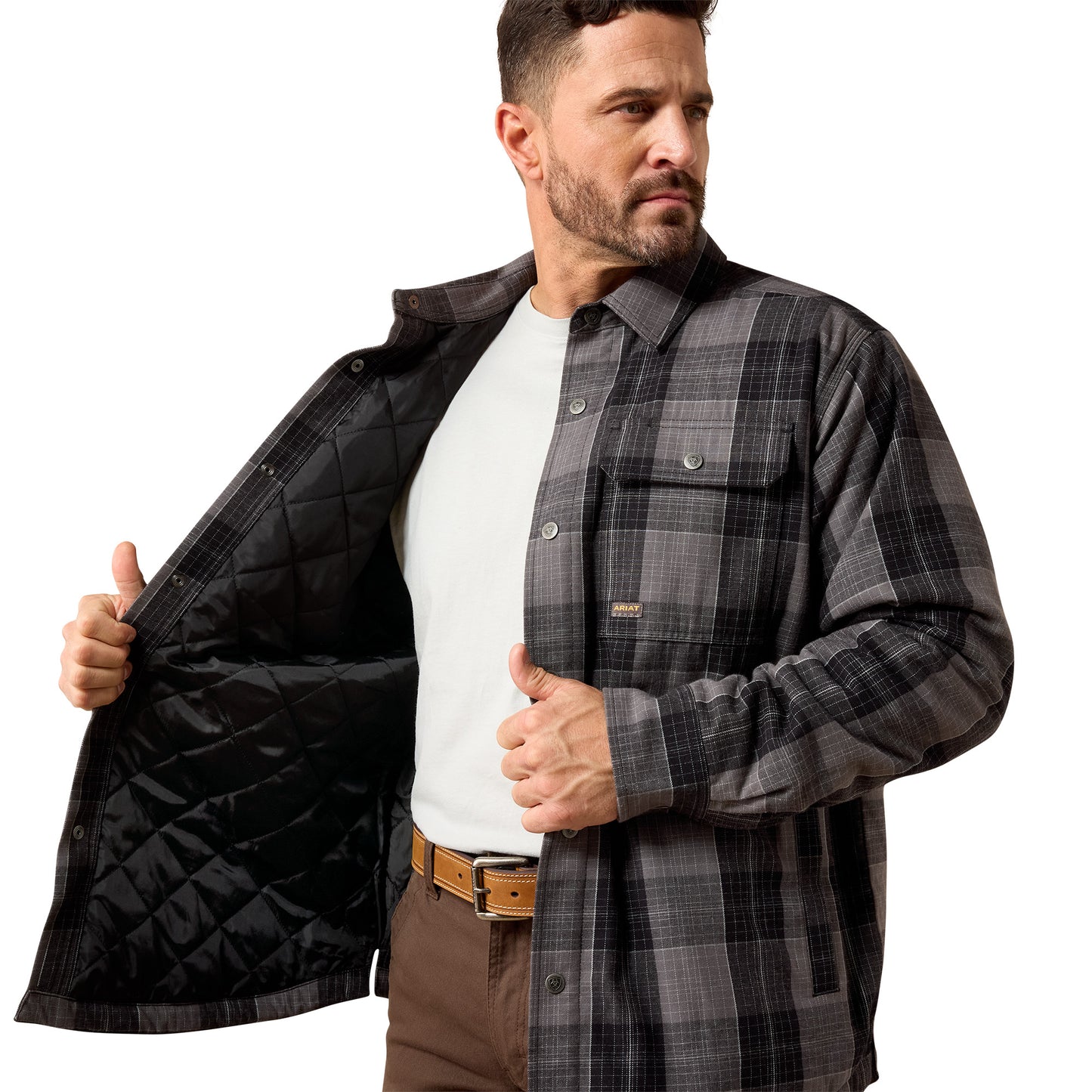 Ariat Men's Rebar Black Flannel Insulated Shirt Jacket 10079805