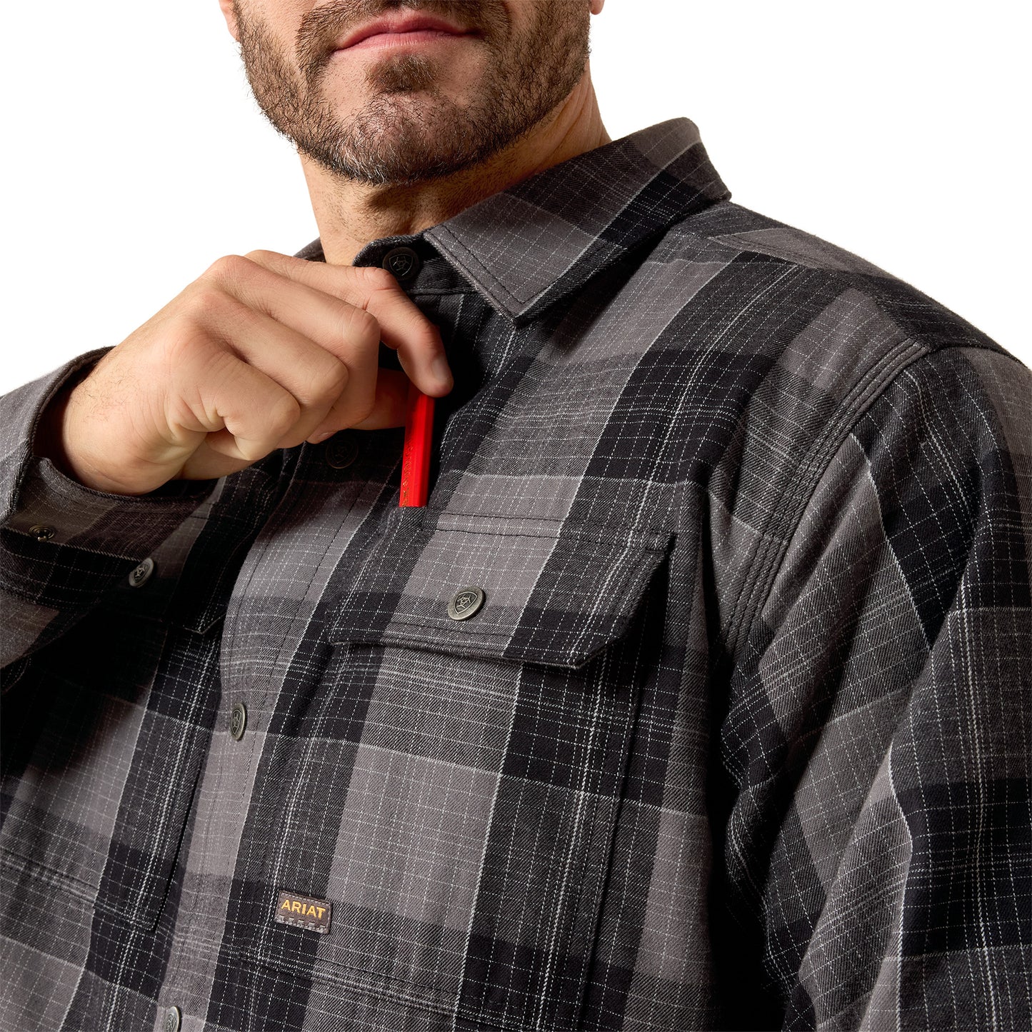 Ariat Men's Rebar Black Flannel Insulated Shirt Jacket 10079805