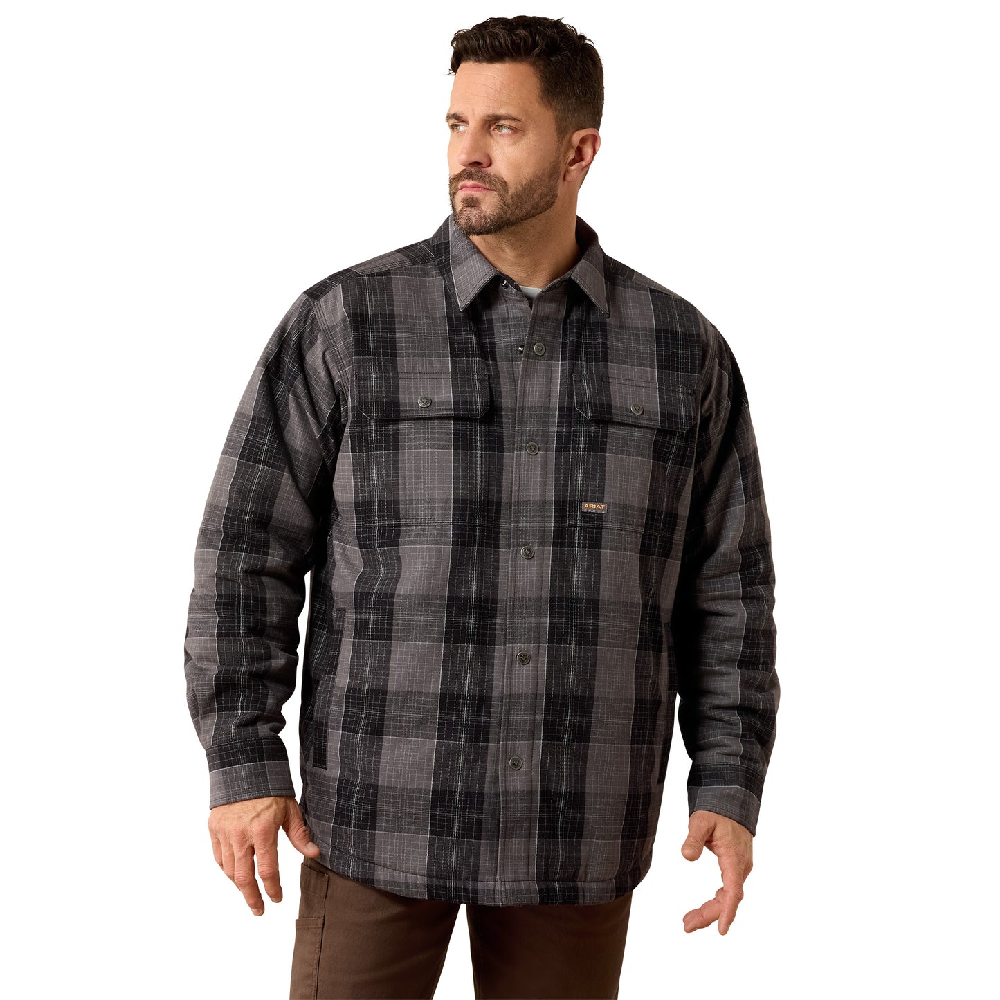 Ariat Men's Rebar Black Flannel Insulated Shirt Jacket 10079805