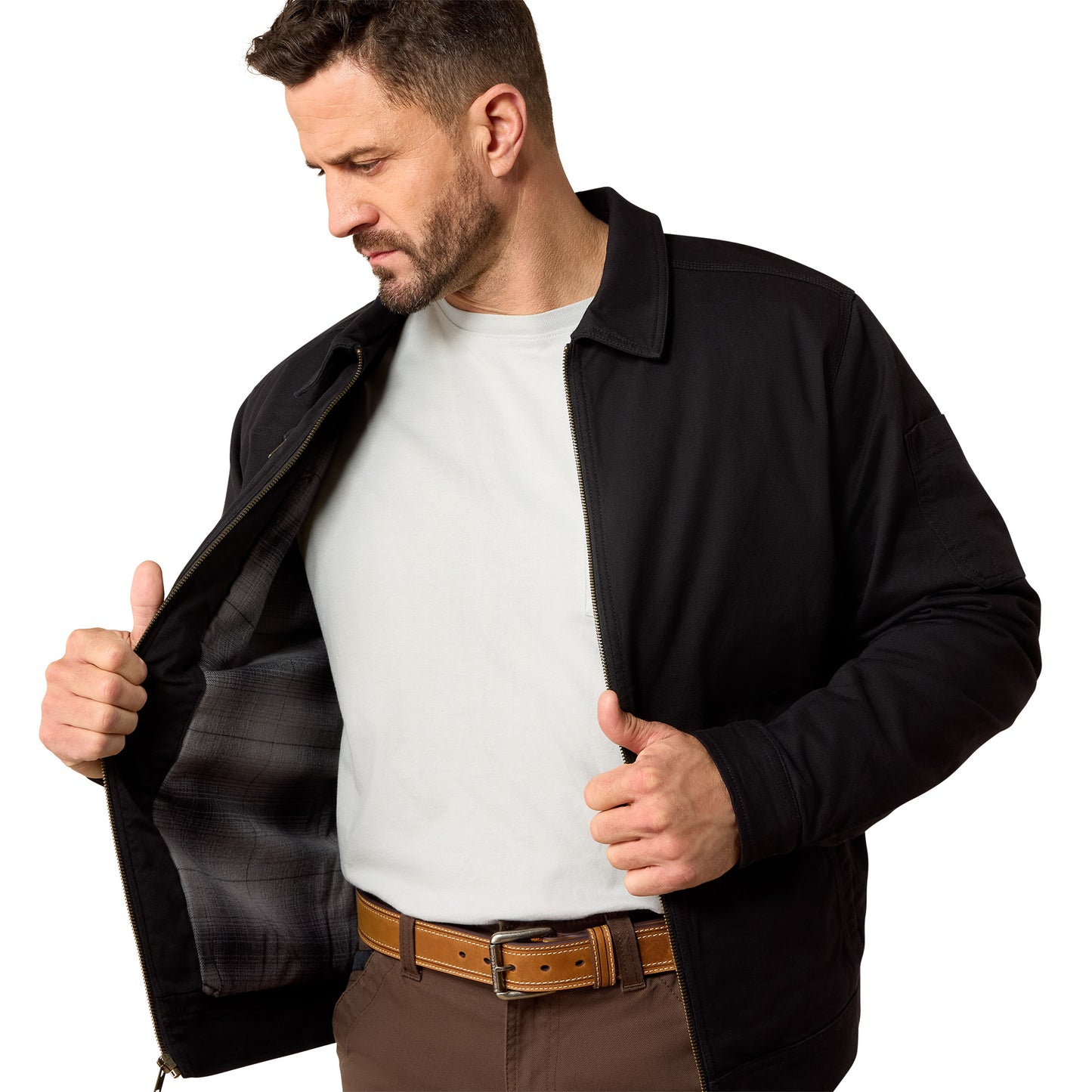 Ariat Mens Rebar Black Made Tough Flannel Lined Shop Jacket 10079840