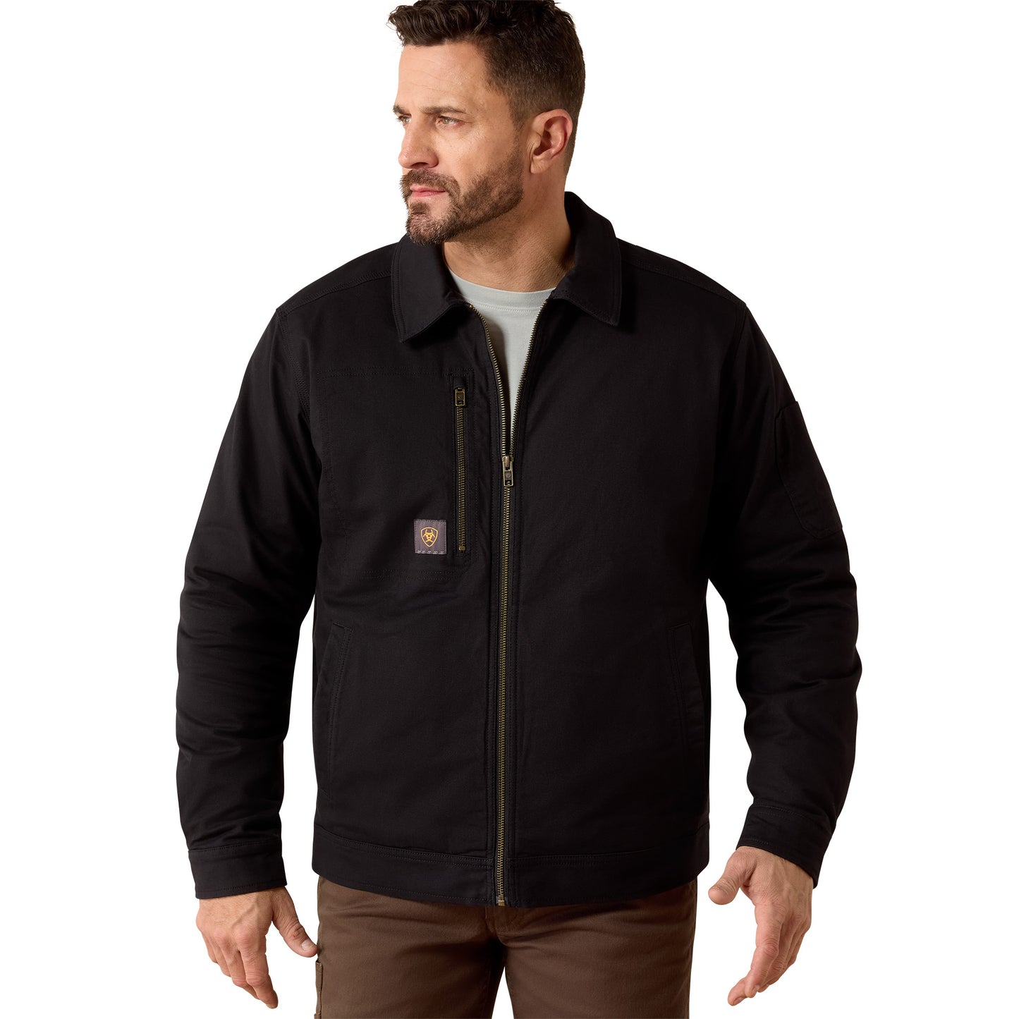 Ariat Mens Rebar Black Made Tough Flannel Lined Shop Jacket 10079840