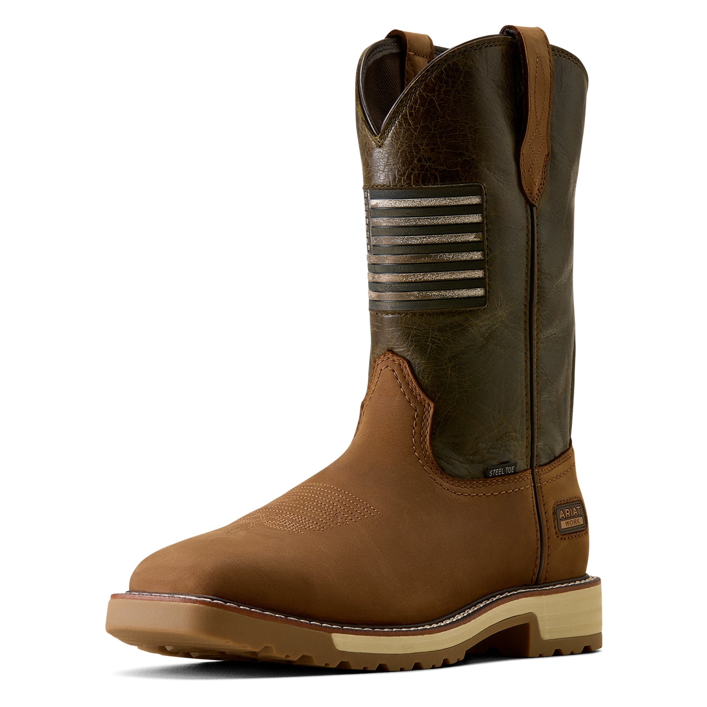 Ariat Men's Activator Patriot Alamo Brown Wide Square Steel Toe Work Boot 10080468
