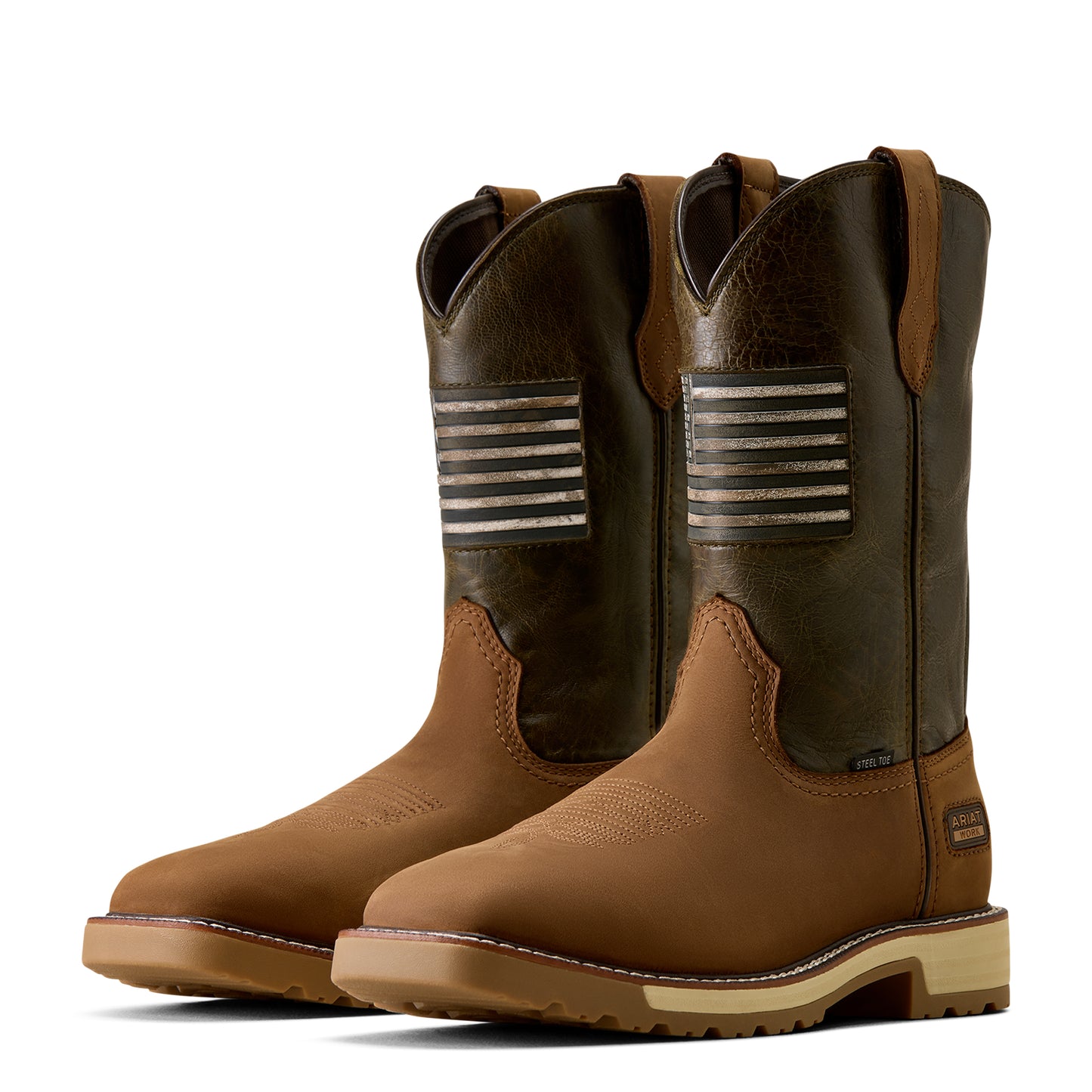 Ariat Men's Activator Patriot Alamo Brown Wide Square Steel Toe Work Boot 10080468