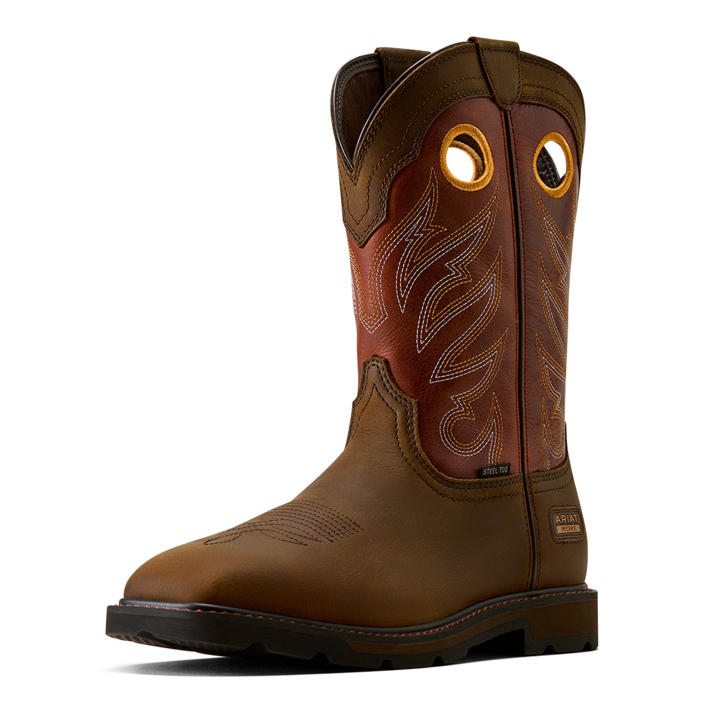 Ariat Men's Groundwork Brown Waterproof Wide Square Steel Toe Work Boot 10082160